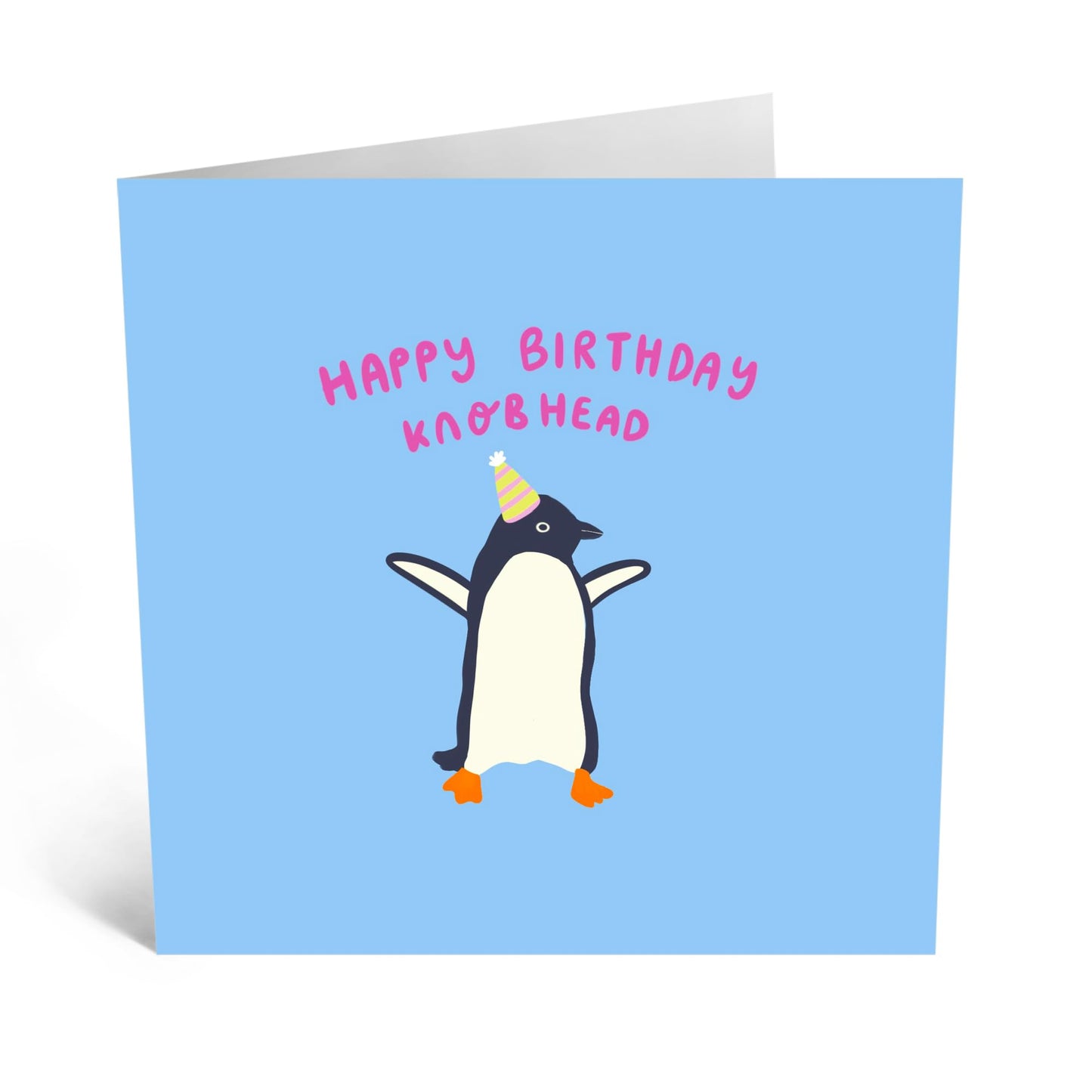 Greeting Card - 'PENGUIN BIRTHDAY KNOBHEAD' - Perfect for Celebrating a Fun Birthday Penguin-Themed - Ideal for Adding a Touch of Laughter and Joy to Any Birthday - Comes With Stickers By Central 23