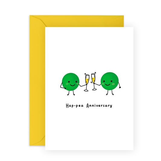 Anniversary Card Husband Wife - Hap-pea Anni - Wedding Anniversary Card - For Boyfriend Girlfriend - Comes With Fun Stickers By Central 23