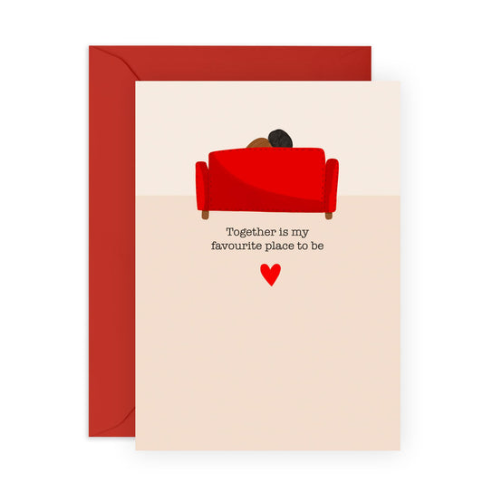 Anniversary Card For Her Him Men Women - Together Is My Favourite Place - Romantic Card For Partner Boyfriend Girlfriend - Valentines Day Cards For Husband Wife - Comes With Stickers By Central 23
