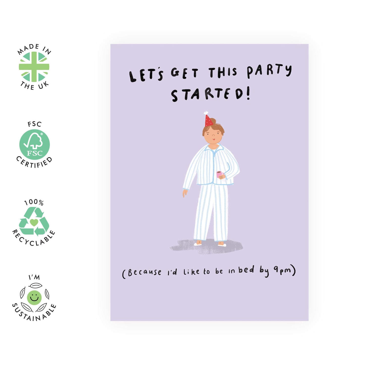 Happy Birthday Card With Jokes - 'Let's Get This Party Started' - Gifts for Friends, Besties, BFF,Girlfriends, Sister, Sis, Co-workers, Colleagues, Family - Bed By 9 - Comes with Fun Stickers