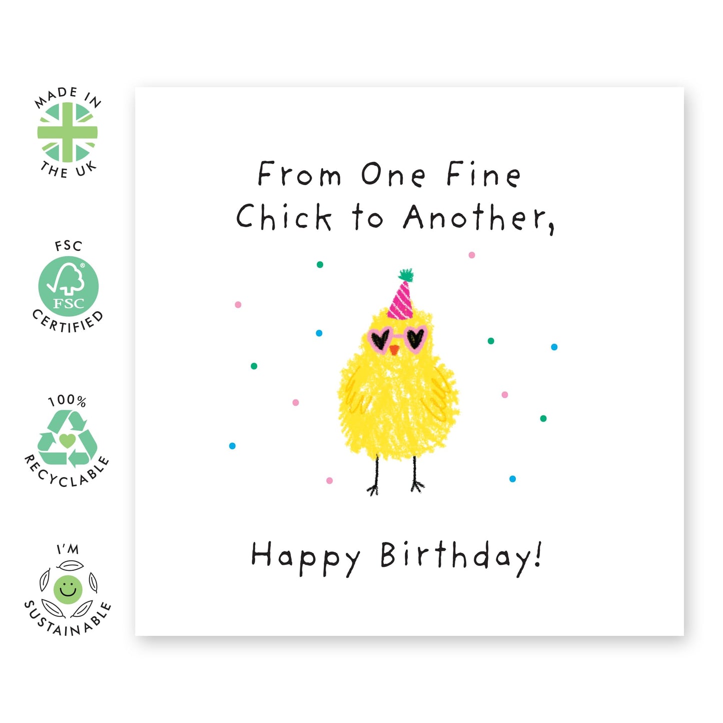 Fun Birthday Card - 'FROM ONE FINE CHICK TO ANOTHER' - Celebrate with a Fabulousness - Perfect for Adding a Lighthearted Touch to Their Special Day - Includes Envelope and Stickers by Central 23