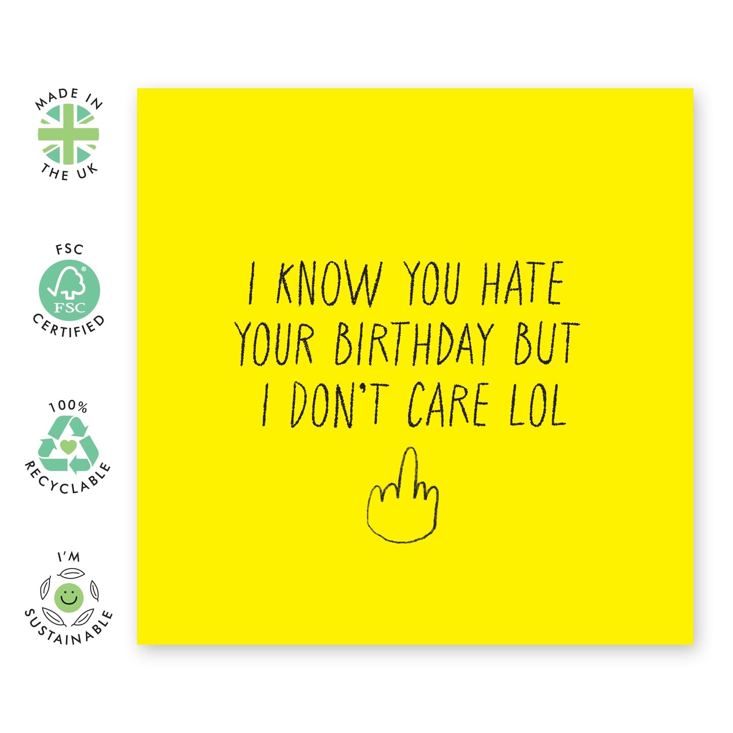 Rude Birthday Card For Men Women - I Know You Hate Your Birthday Lol - Sarcastic Greeting Cards For Brother Sister Nanny Grandpa Mum Dad - Funny Gifts For Him Her - Comes With Stickers By Central 23
