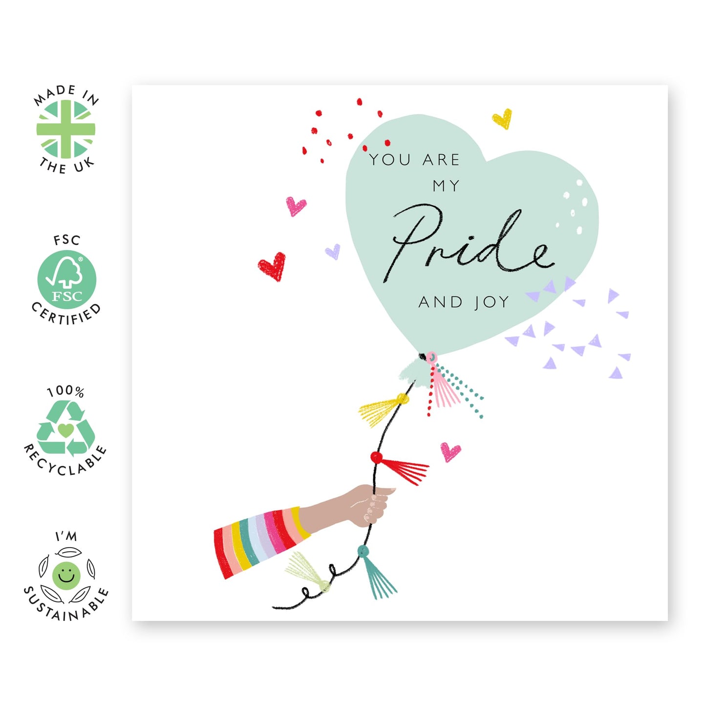 Love & Positivity Greeting Card - 'LGBT 3' - Gifts for Gays, Lesbian, Him, Her, She, He, His, Her, Ladies, Men, Women, Male, Female, Guys, Girls - Pride & Joy Balloon - Comes with Fun Stickers