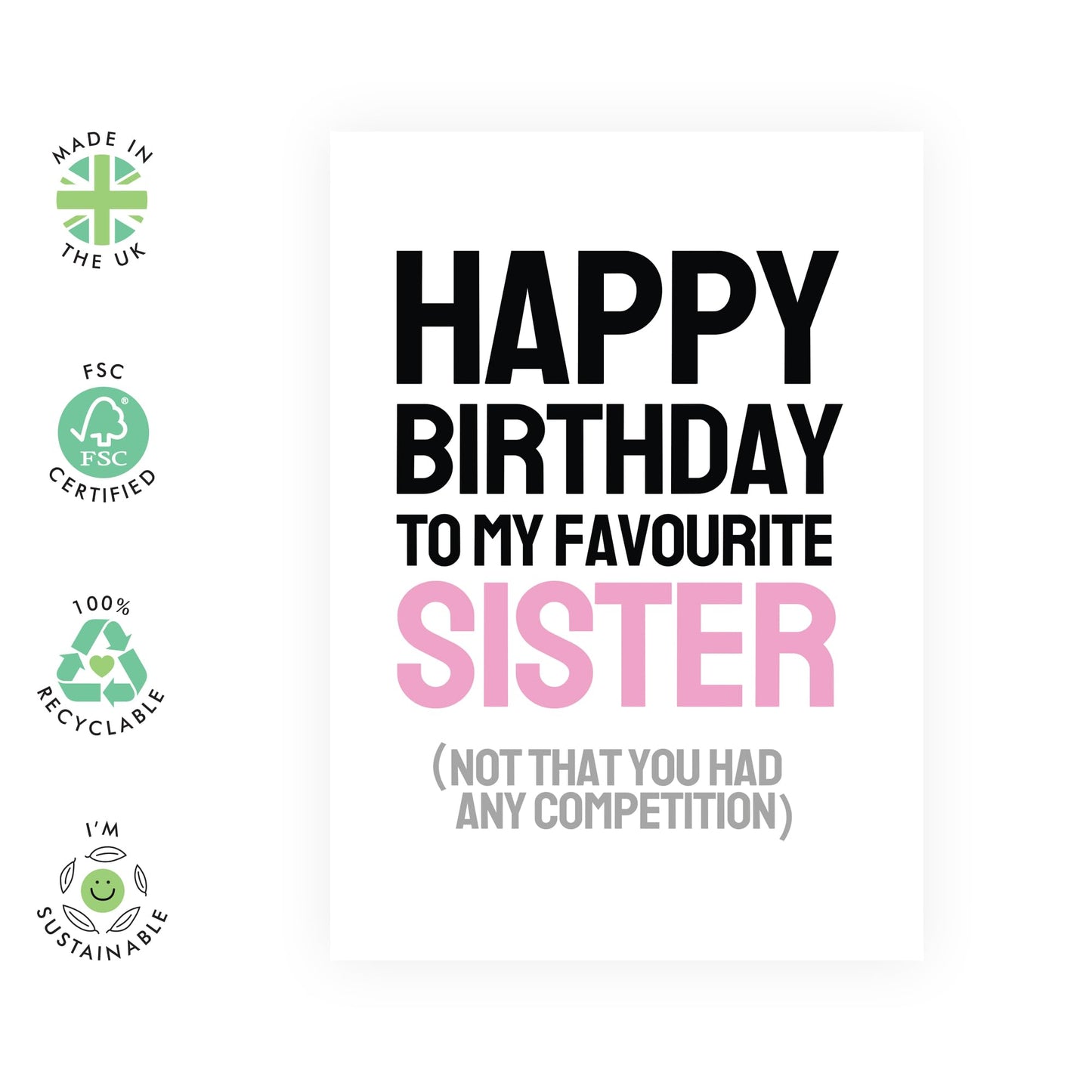 Funny Birthday Greeting Card - 'BIRTHDAY TO MY SISTER, NOT LIKE YOU HAD A COMPETITION' - Perfect for Celebrating Your Sister's Special Day with a Fun Twist & Humor - Comes With Stickers By Central 23