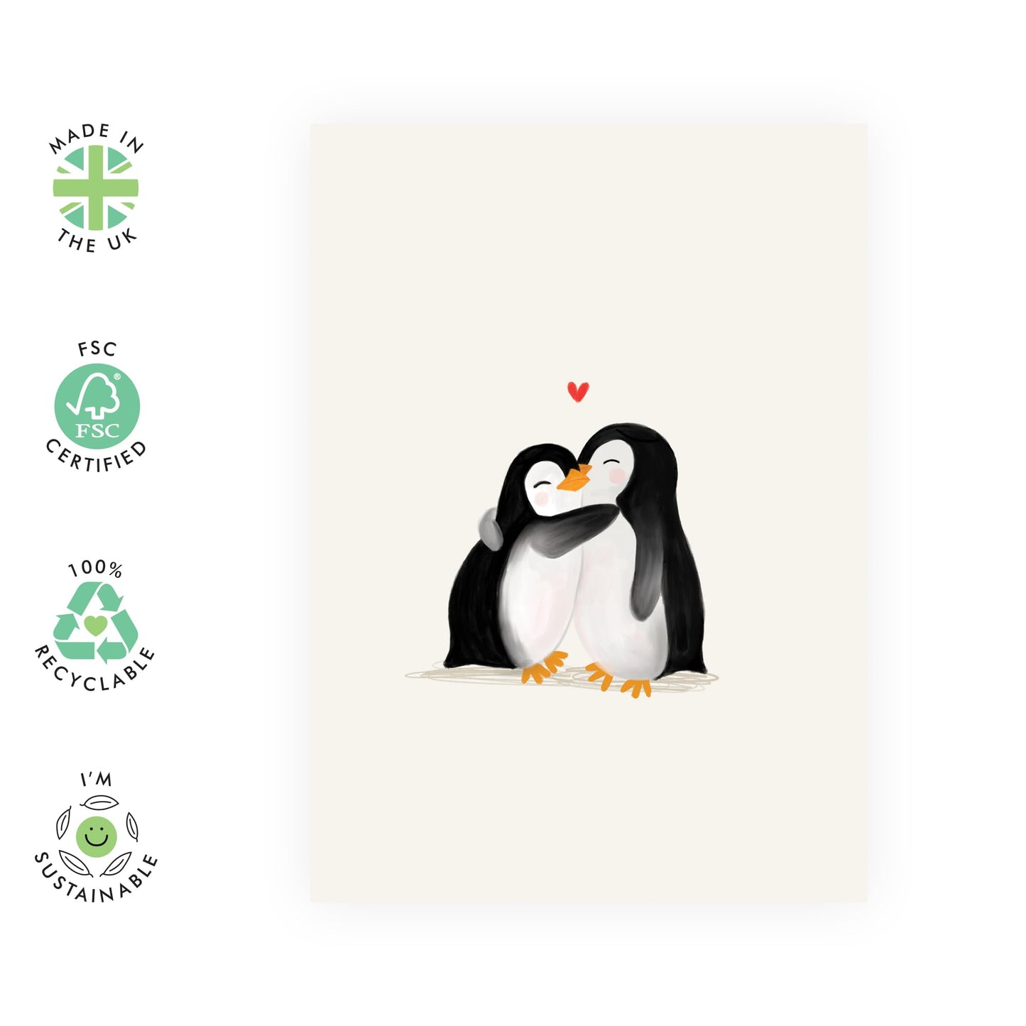 Lovely Greeting Card - 'PENGUINS LOVE' - Perfect for Adding a Cute and Heartwarming Touch to Any Occasion - Ideal for Penguin Lovers, Spouse, Girlfriend, Boyfriend - Comes with Stickers By Central 23