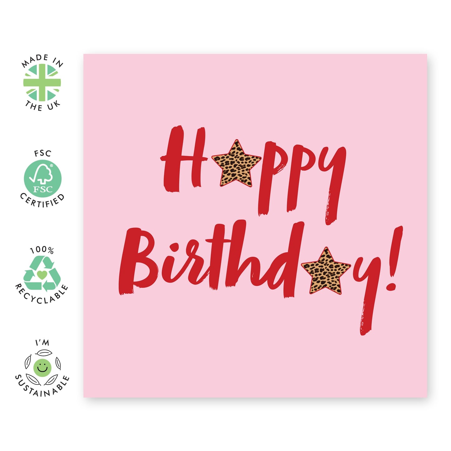 Happy Birthday Card for Her- Stylish Print Star Design - Fun and Bold Greeting for Bestie, BFF, Auntie, Colleagues, Coworkers, Women - Blank Inside with Premium Red Envelope