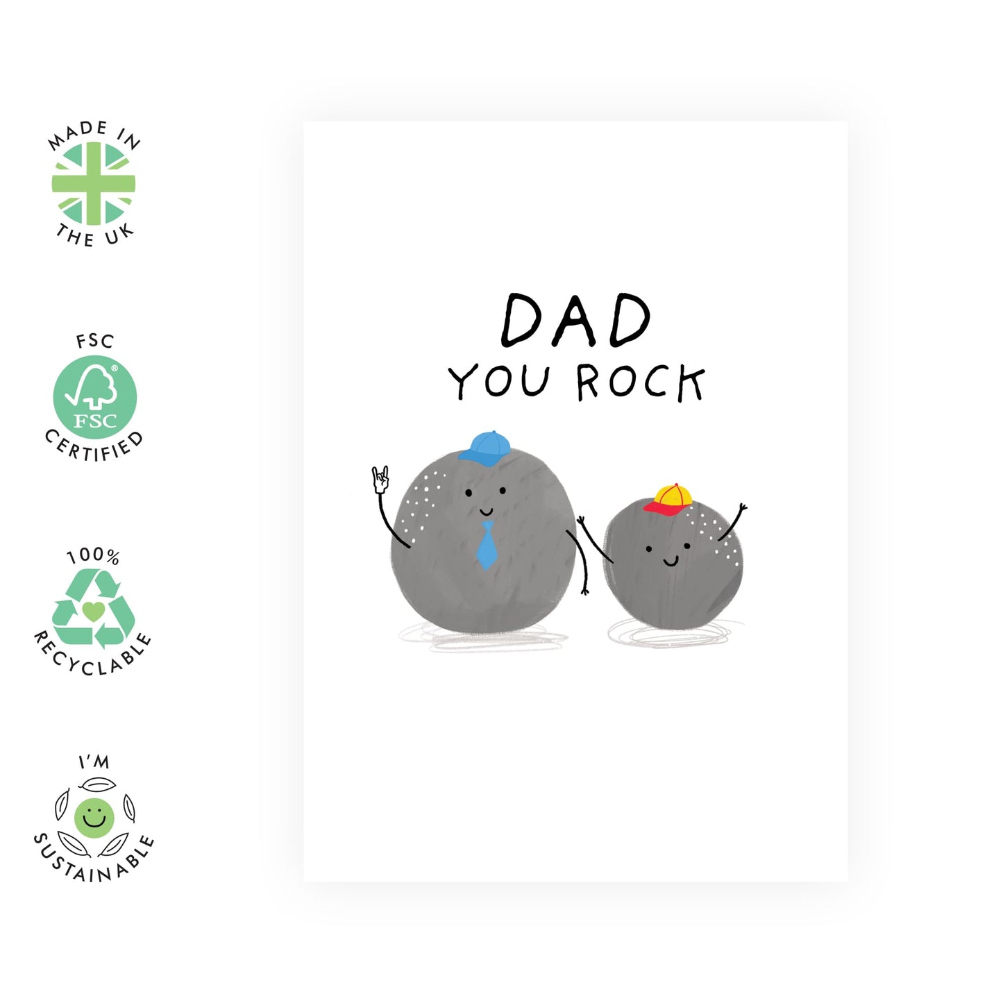 Heartfelt Card - 'DAD, YOU ROCK' - For Amazing Dads - Perfect for Celebrating His Incredible Support and Love - Ideal for Any Occasion or Just to Show Appreciation - Comes with Stickers by Central 23