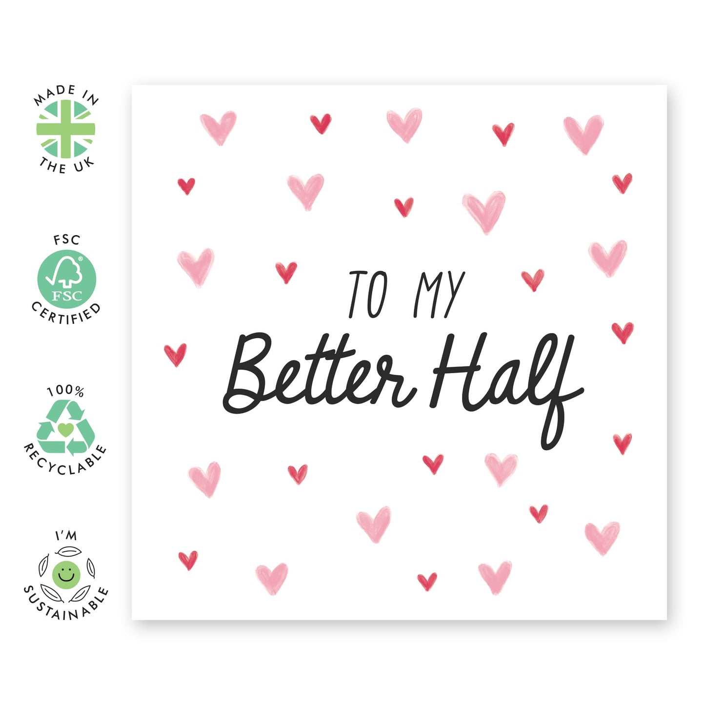 Happy Anniversary Card For Wife - To My Better Half - Valentines Day Cards For Husband - Love Hearts Greeting Cards For Couple - I Love You Gifts For Her Him - Comes With Stickers By Central 23