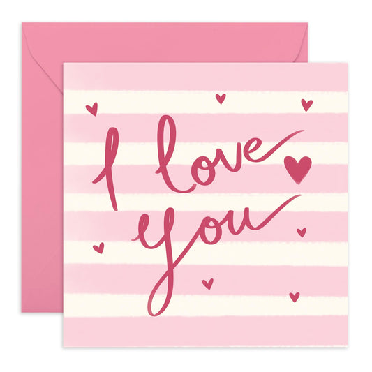 I Love You Greeting Card - 'I Love You Stripes' - Sweet Gifts for Wife, Husband, Partner, Married Couples, Girlfriend, Boyfriend - Love is in the air - Comes with Fun Stickers