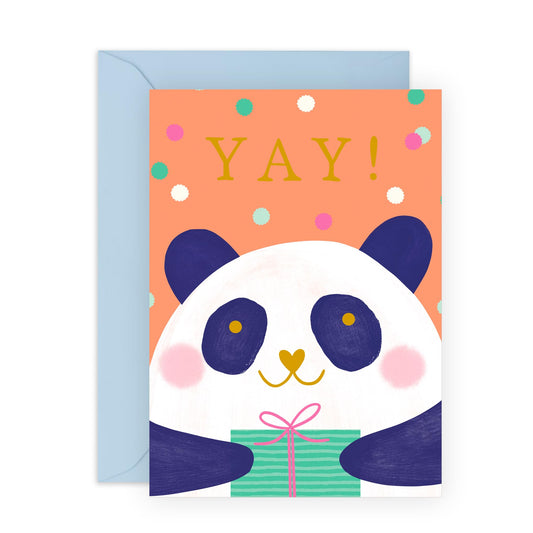 Cute Panda Celebration Card for All Ages – Fun Animal Greeting Card - Birthdays, Congratulations Gifts for Him, Her, Friends, Girlfriend, Boyfriend, Partner, Colleagues, Children– Comes with Stickers