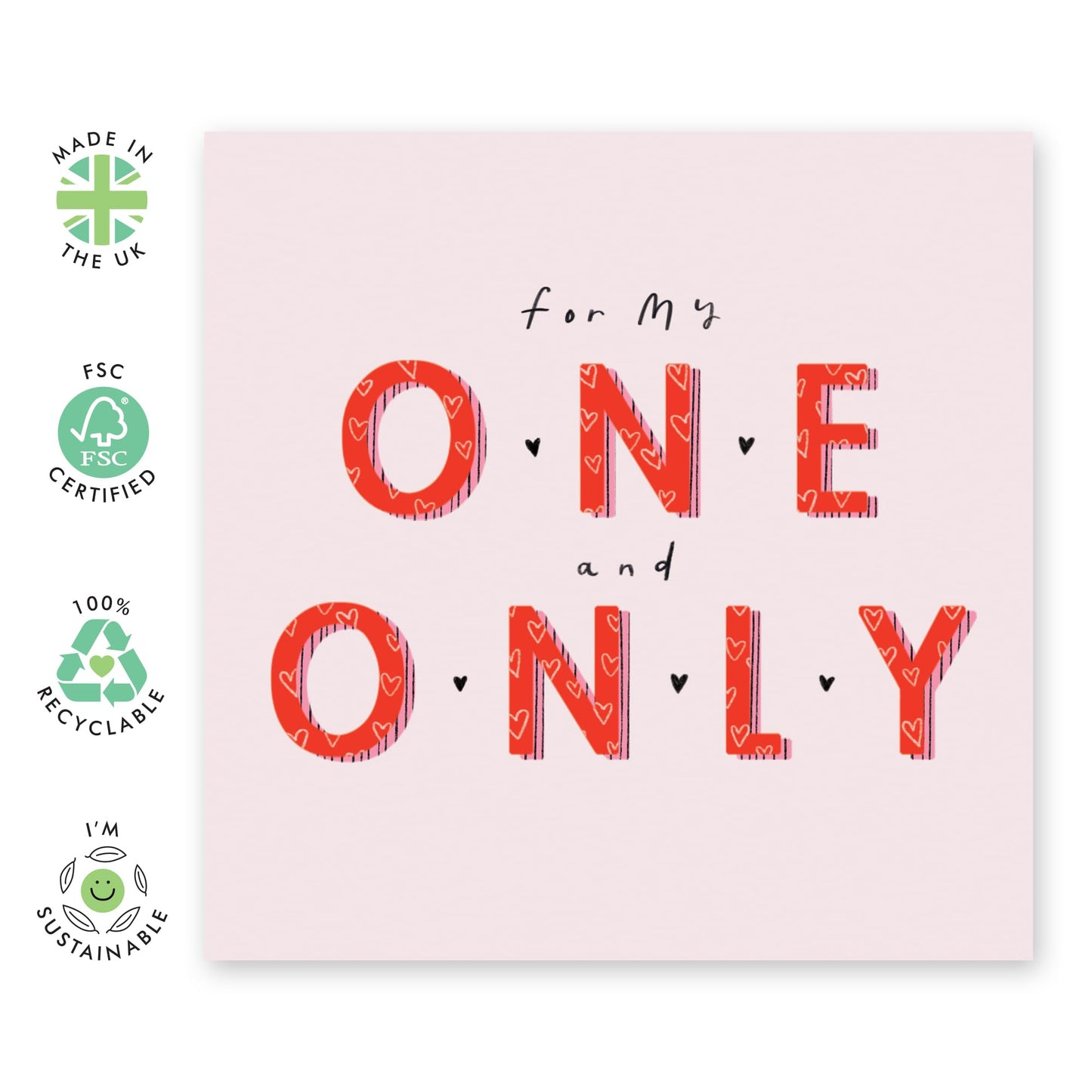 Romantic Card For Partner - For My One And Only - Anniversary Card For Wife Husband - Valentines Card For Boyfriend Girlfriend - Wedding Card For Wife Husband - Comes With Stickers By Central 23