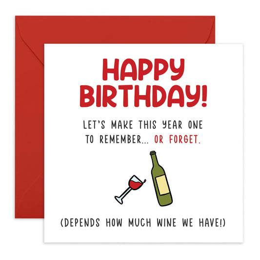 Greeting Card - 'YEAR TO REMEMBER WINE' - Perfect for Celebrating Special Moments - Ideal for Him Her Friends, Family, or Anyone Who Loves to Toast Life's Memories - Comes With Stickers By Central 23