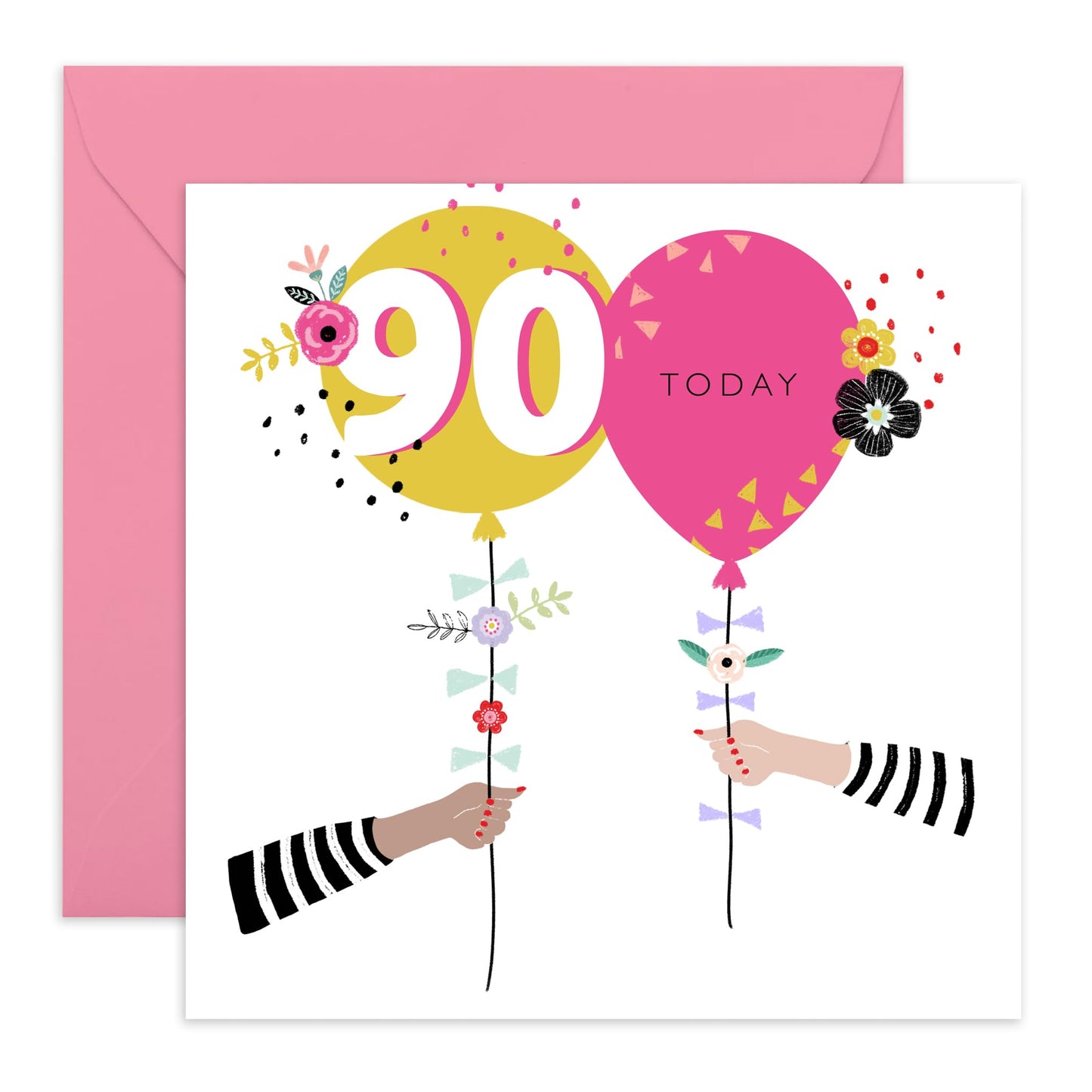 Happy Birthday Nan Card - Age Ninety - Sweet Birthday Greeting Cards Women - Grandma Birthday Card - 90th Birthday Card For Her - Comes With Stickers By Central 23