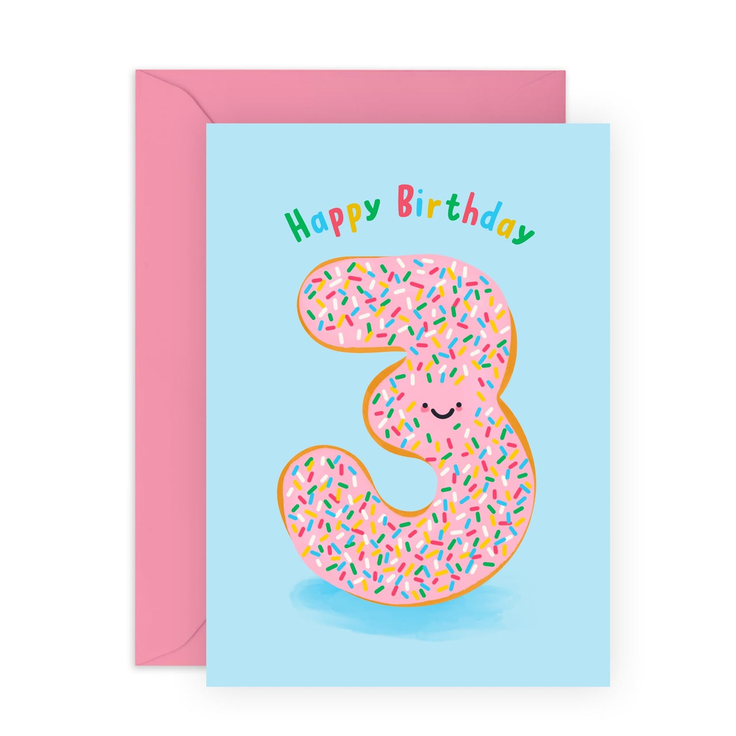 3rd Birthday Card Boys Girls - Donut Age 3 - Baby Milestone Cards Age Three - Third Birthday Cards - Donut - Gifts For Son Daughter Niece Nephew - Gift From Mum Dad - Comes With Sticker By Central 23