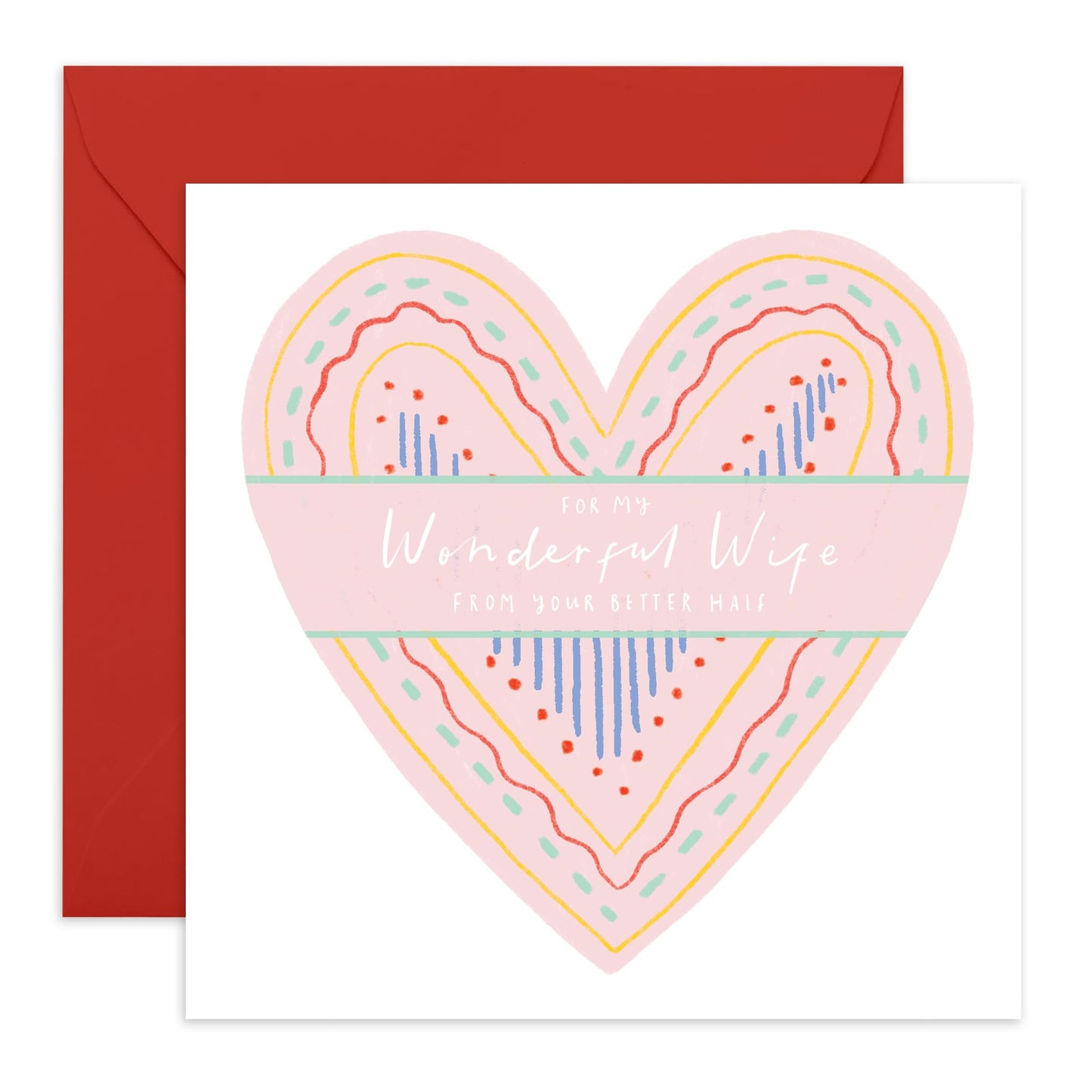 Wedding Anniversary Card For Wife - Wonderful Wife - Anniversary Cards For Couples - Romantic Cards For Her - Greeting Card Gift - Wife Birthday Card From Husband - Comes With Cute Stickers