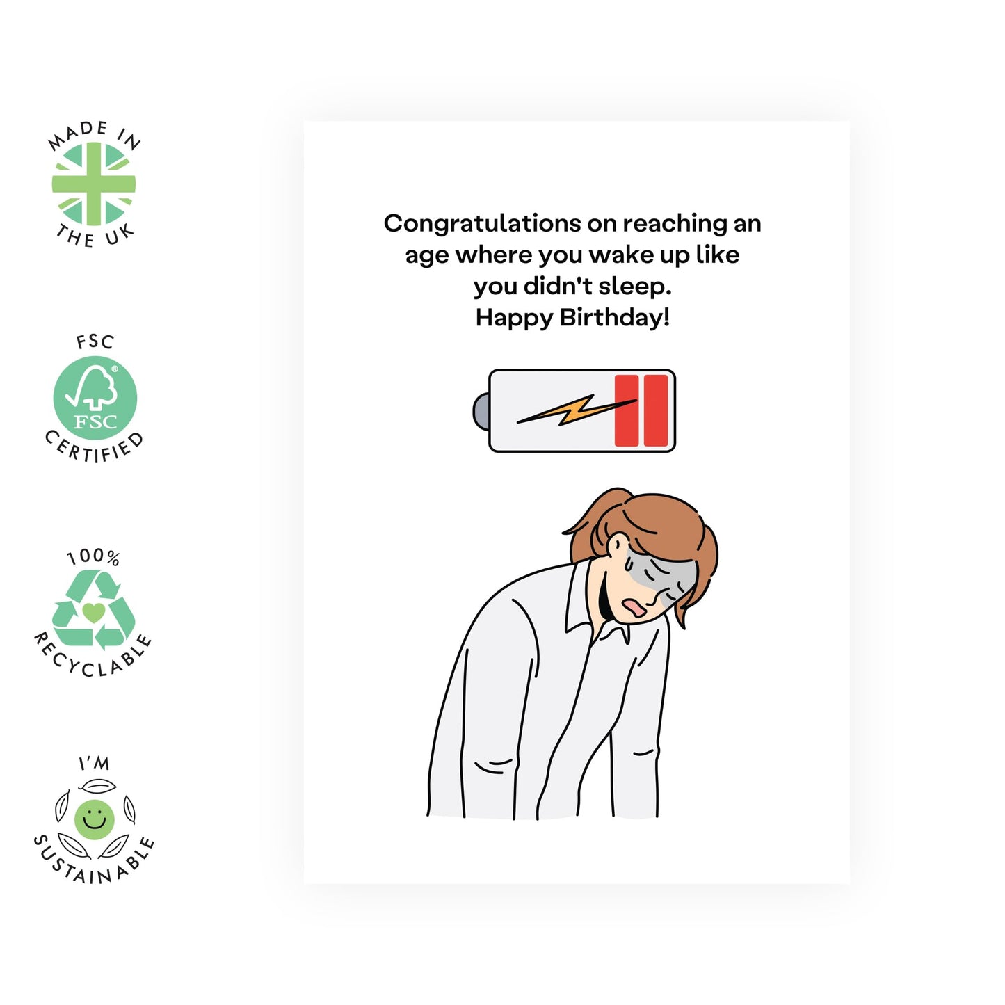 Funny Birthday Card - 'WAKE UP LIKE YOU DIDN'T SLEEP' - Add a Playful Touch to Their Special Day with This Humorous Message - Includes Envelope and Stickers by Central 23