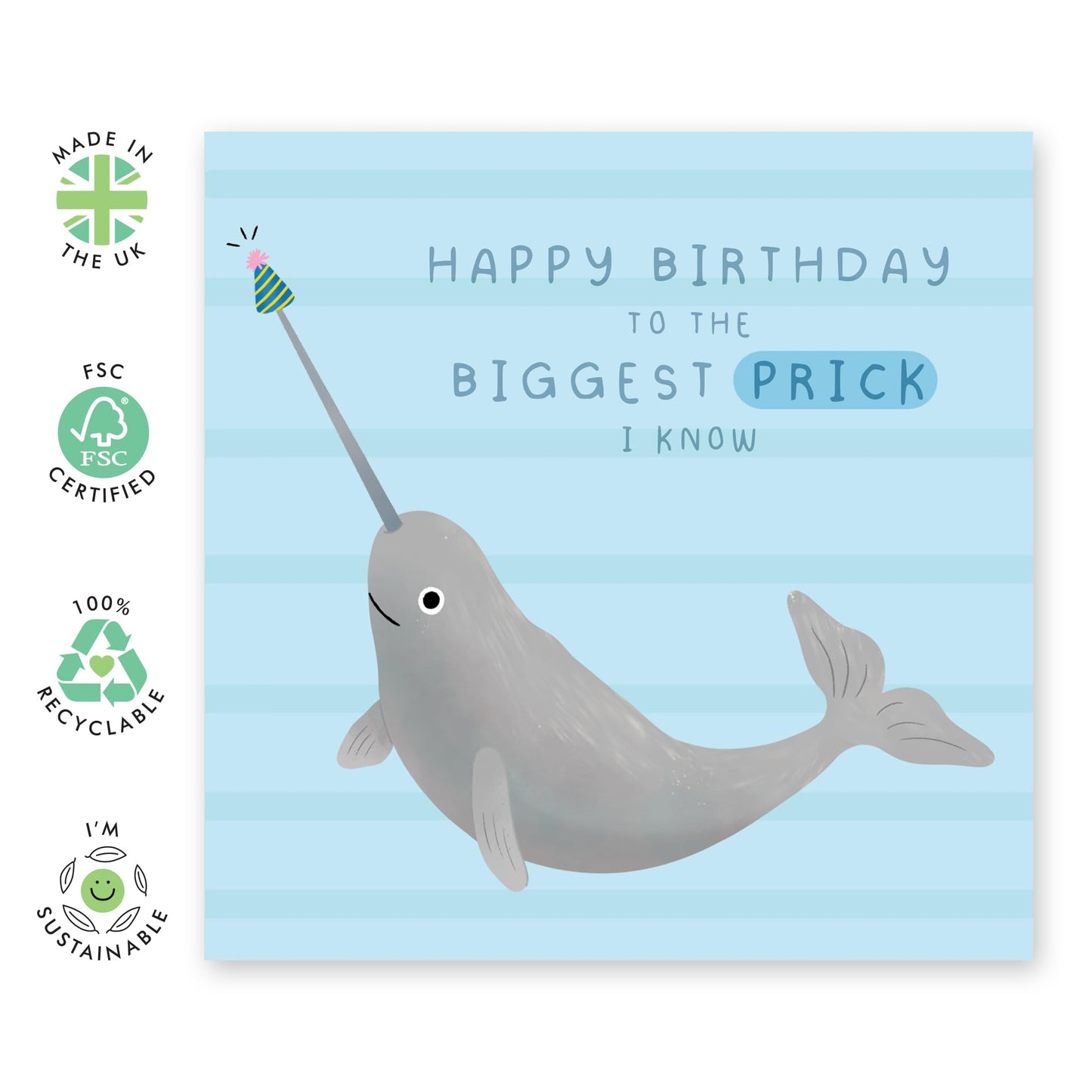 Birthday Card Joke - 'Biggest Pr*ck I Know'- Gifts for Mates, Colleague, Co-worker, Friends, Best Friends, BFF, Brother, Bro, Boyfriend, Him - Just Kidding - Comes with Fun Stickers