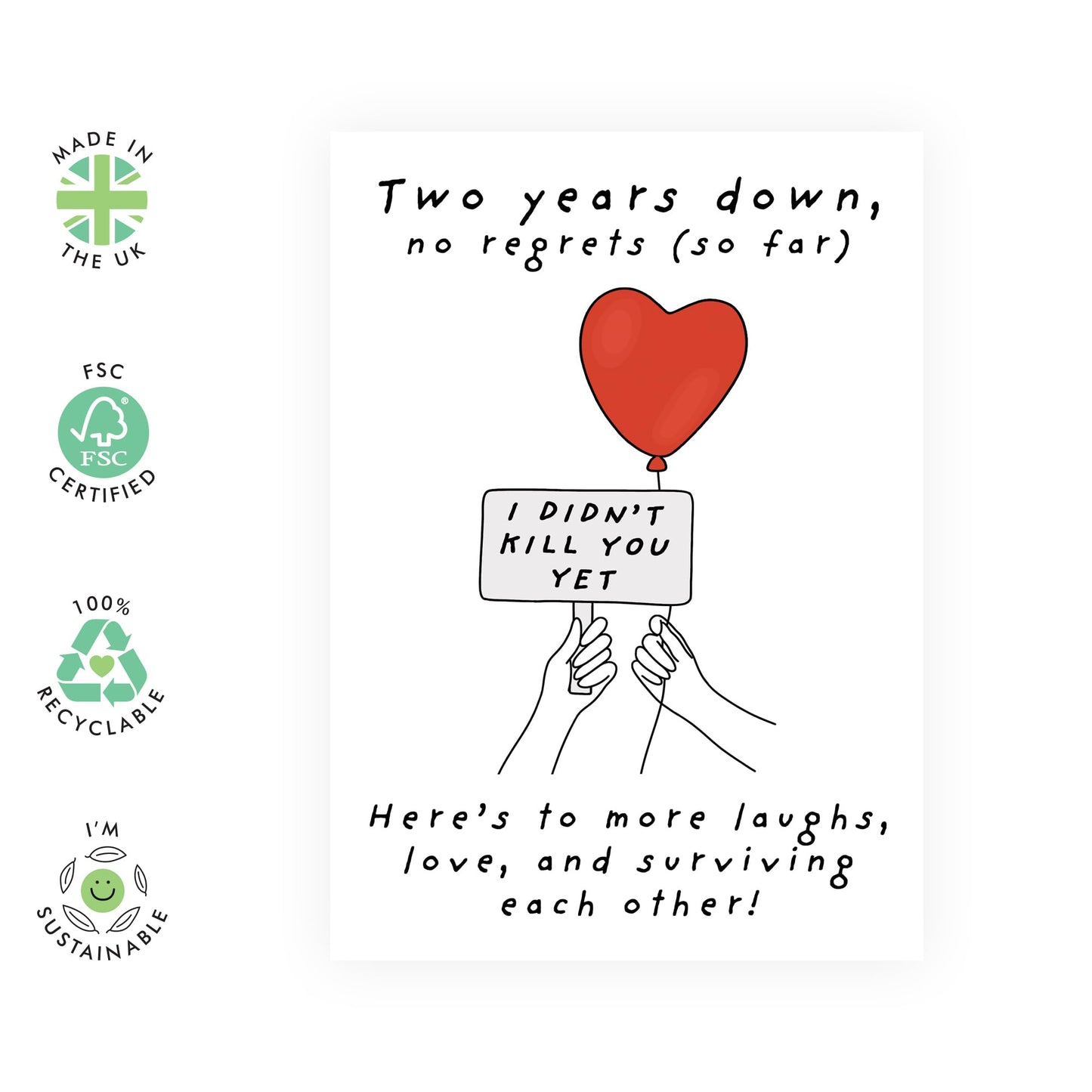 Hilarious 2nd Anniversary Card for Her or Him - 'Two Years Down' - Gifts for Girlfriend, Boyfriend, Husband, Wife, Spouse, Babe, Lovebug, Darling, Hun, Other Half - Second - Comes with Fun Stickers