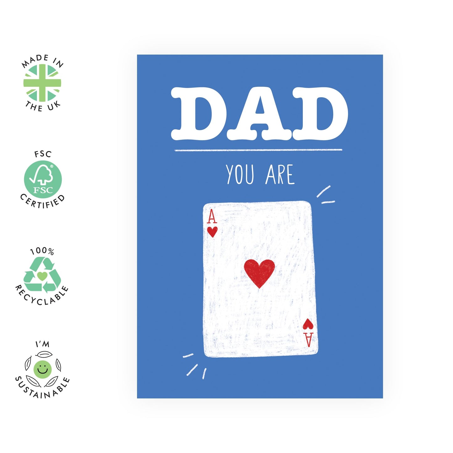 Dad's Birthday Card - 'Dad You Are Ace' - Gifts for Father, Daddy, Papa, In-Laws, Step Dad - Head of the Family - Comes with Fun Stickers