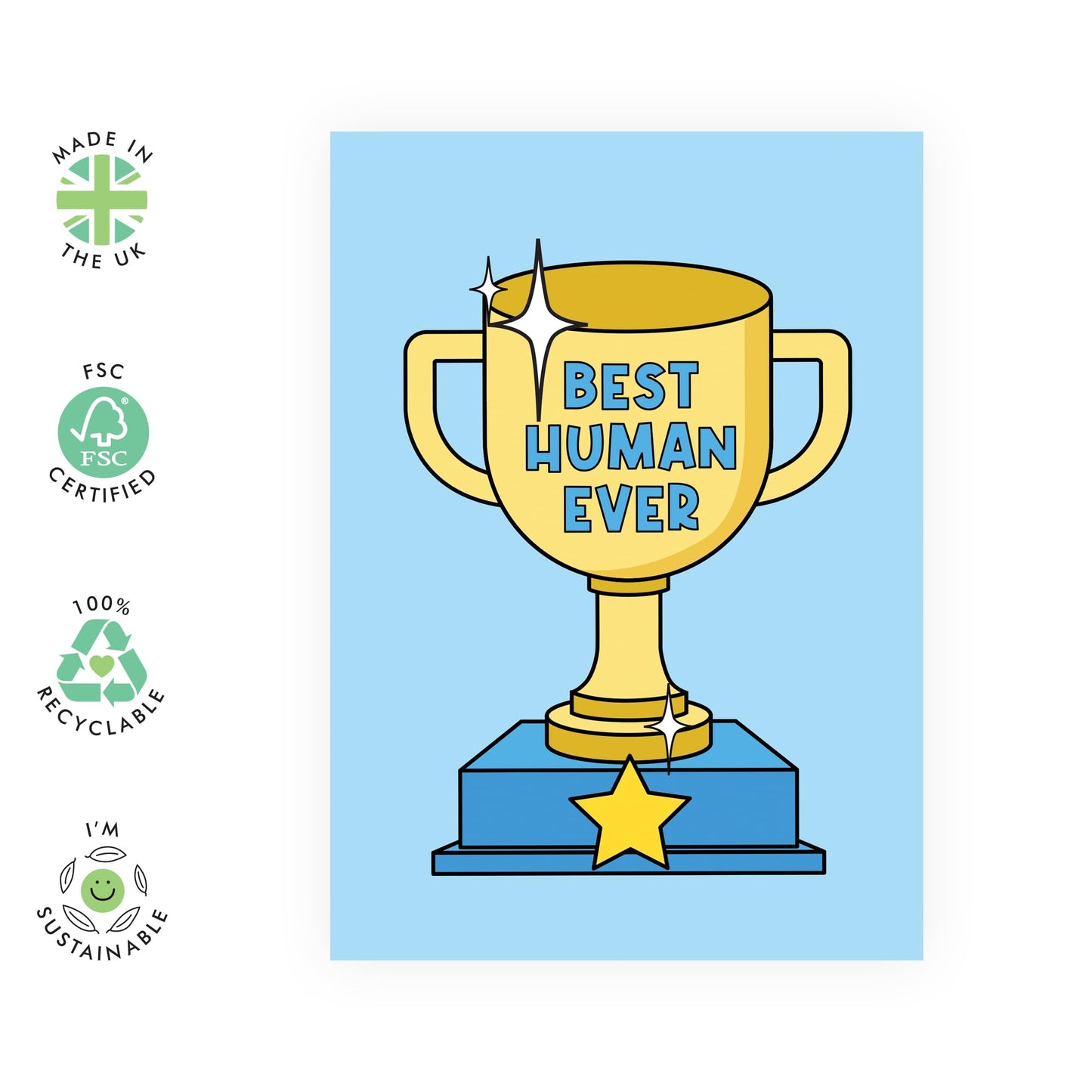Dad Birthday Card From Daughter - Best Human Ever - Fathers Day Card - For Grandad Husband Brother - Sweet Birthday Greeting Cards Fur Parents - Comes With Stickers - By Central 23