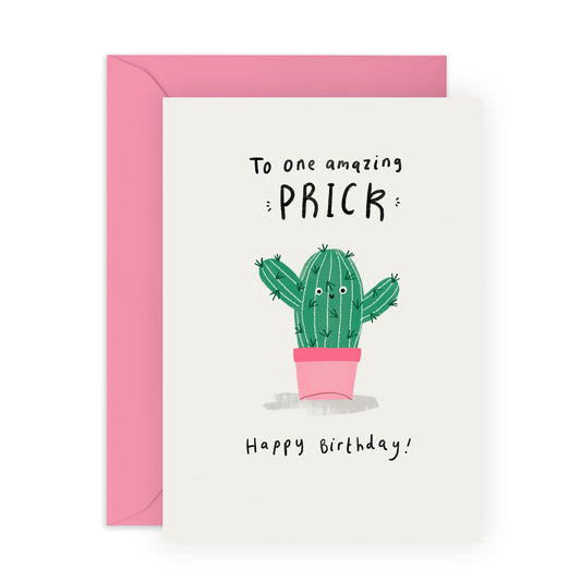 Funny Cactus Birthday Card - 'Amazing Pr*ck' - Gifts for Best Friends, BFF, Bruv, Brother, Co-worker, Colleagues, Classmate - Thorns - Comes with Fun Stickers