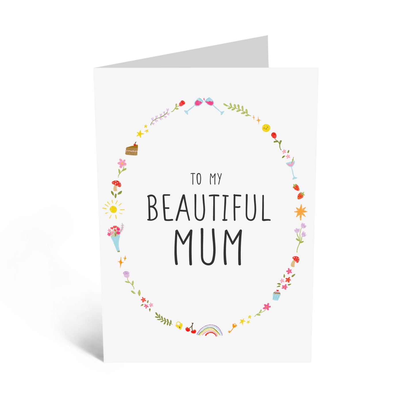 Sweet Greeting Card for Her - 'BEAUTIFUL MUM' - Birthday Card for Mummy, Mam, Ma, Women - Mother’s Day Card , Appreciation and I Love You Gifts from Family Son Daughter Husband -Comes with Stickers
