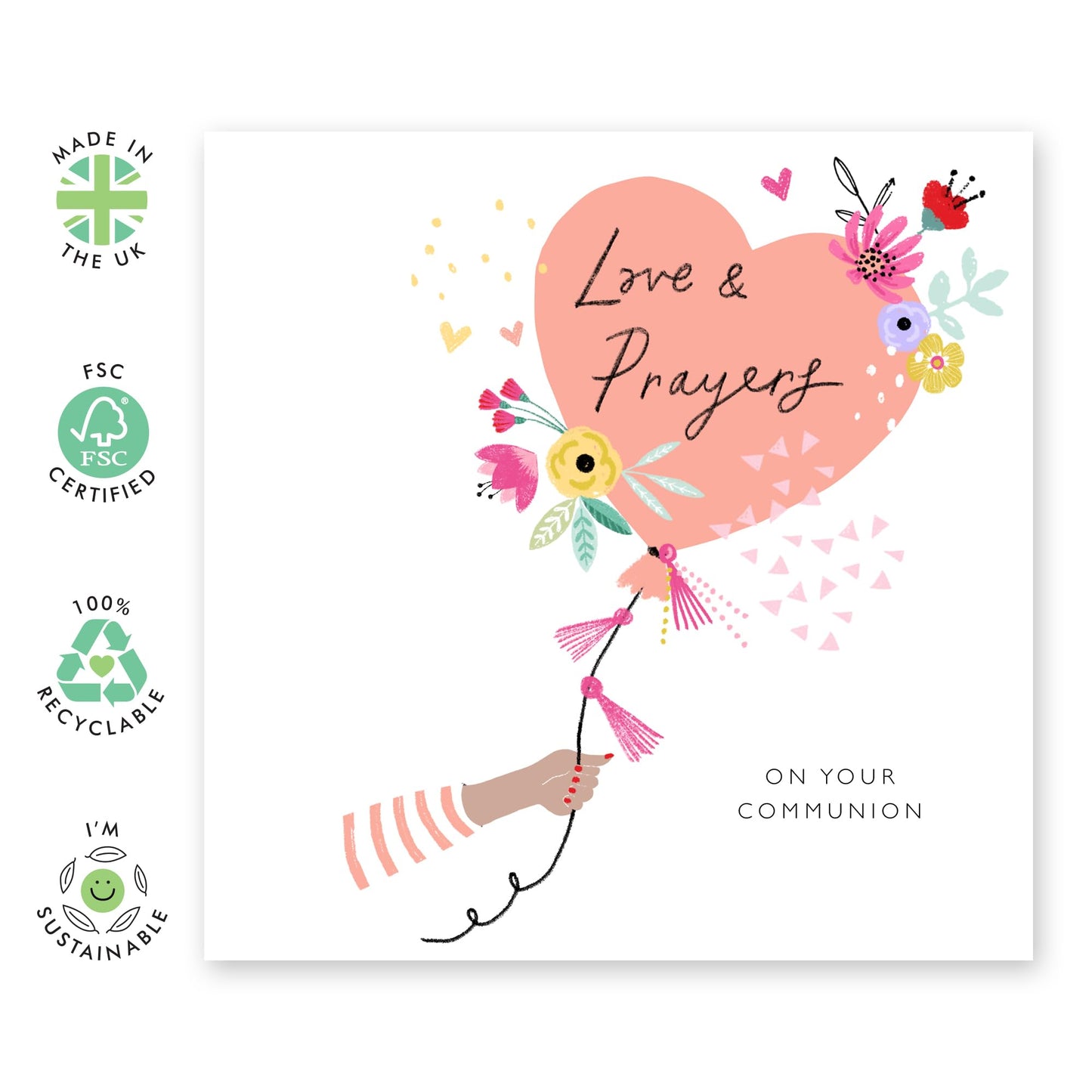 First Communion Cards And Envelopes For Girls - Love And Prayers On Your Communion - Religious Gifts For Granddaughter Goddaughter Niece Girls - Comes With Fun Stickers - By Central 23