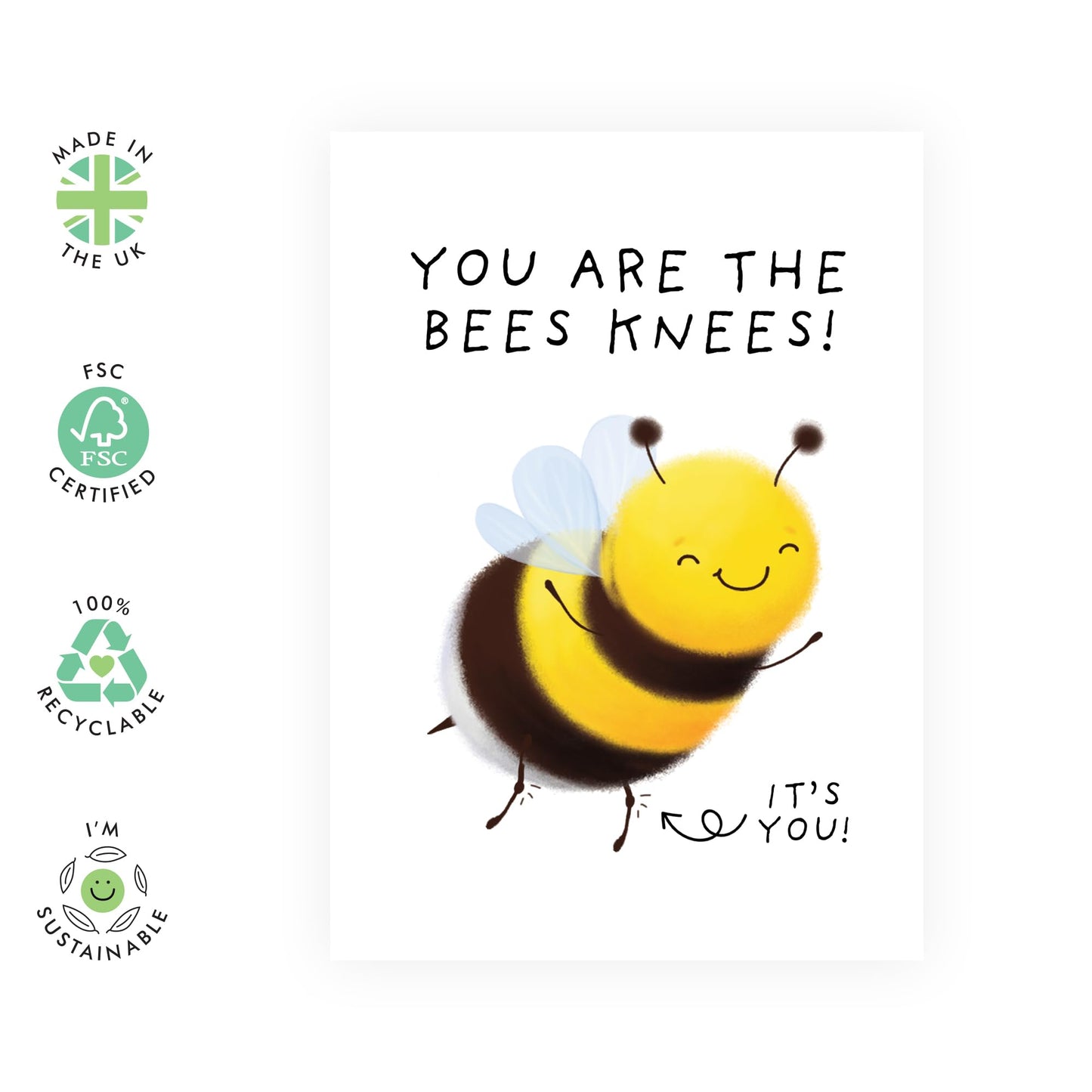 Funny Card - 'BEES KNEES' - For Best friend Someone Who’s the Best - Perfect for Celebrating a Unique and Amazing Person - Ideal for Any Occasion or Just Because - Comes with Stickers by Central 23