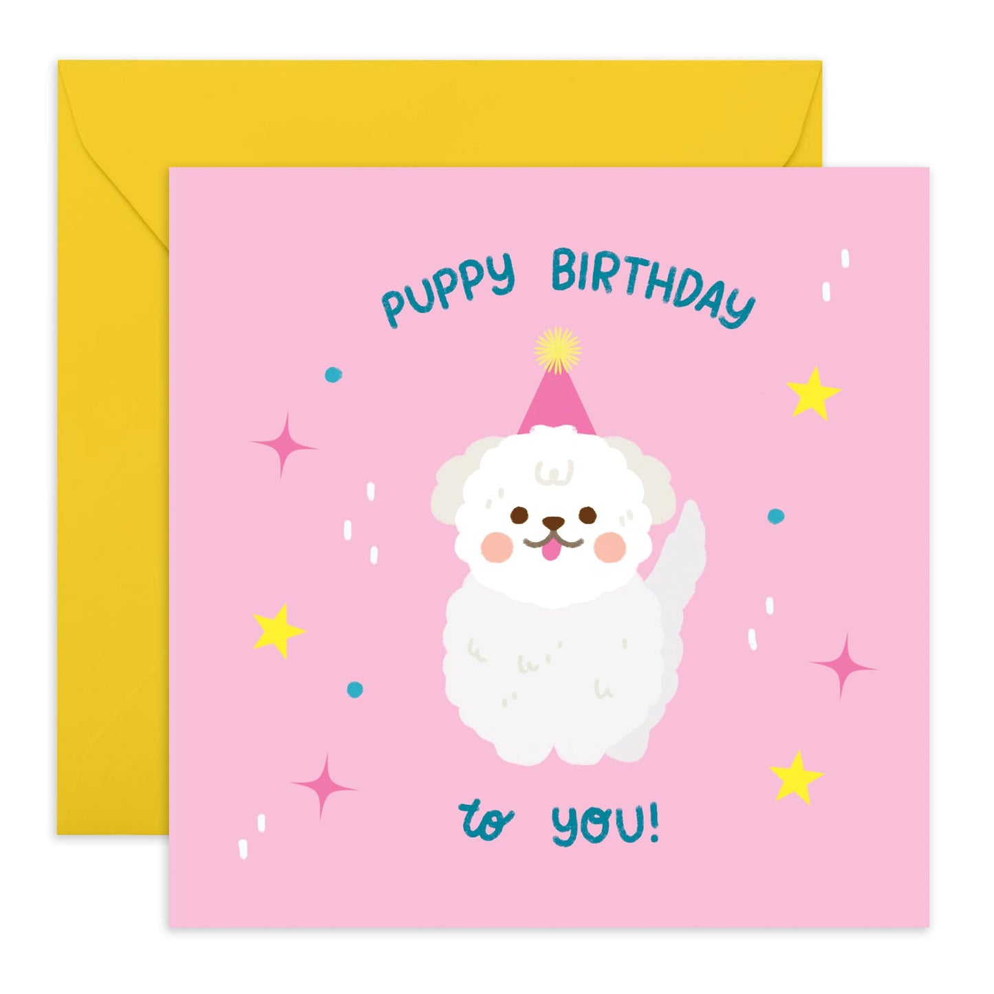 Dog Birthday Card - Puppy Birthday To You - Dog Greeting Cards For Dog Lovers - Dog Mum - Pink Birthday Cards For Her Girls Women - Comes With Stickers - By Central 23