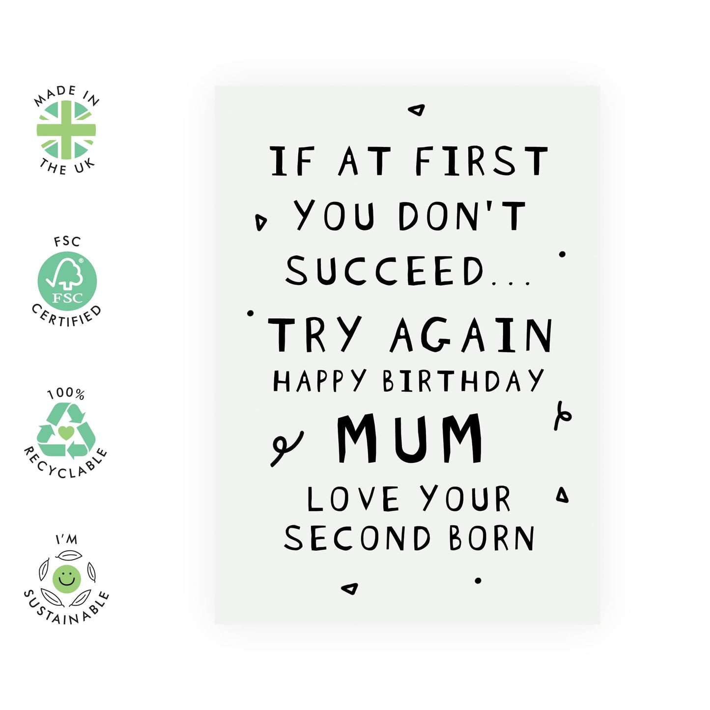 Birthday Greeting Card - 'MUM SECOND BORN' - Perfect for Celebrating a Special Mum with a Unique Fun Twist - Ideal for Mums, Mothers, and Any Birthday Occasion - Comes with Stickers By Central 23