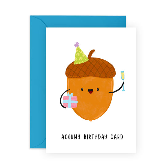 Birthday Card Nut - 'Acorny Birthday' - Gifts for Bruv, Mates, Best Friends, BFF, Co-worker, Colleague, Bro, Uncle, Dad, Brother - Corny - Comes with Fun Stickers