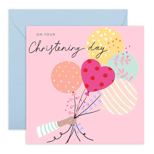 Christening Card Baby Girl - On Your Christening Day Pink Colourful - Dedication Day Card Baby - Baptismal Card For Niece Granddaughter - Gift From Aunt Uncle - Comes With Fun Stickers By Central 23
