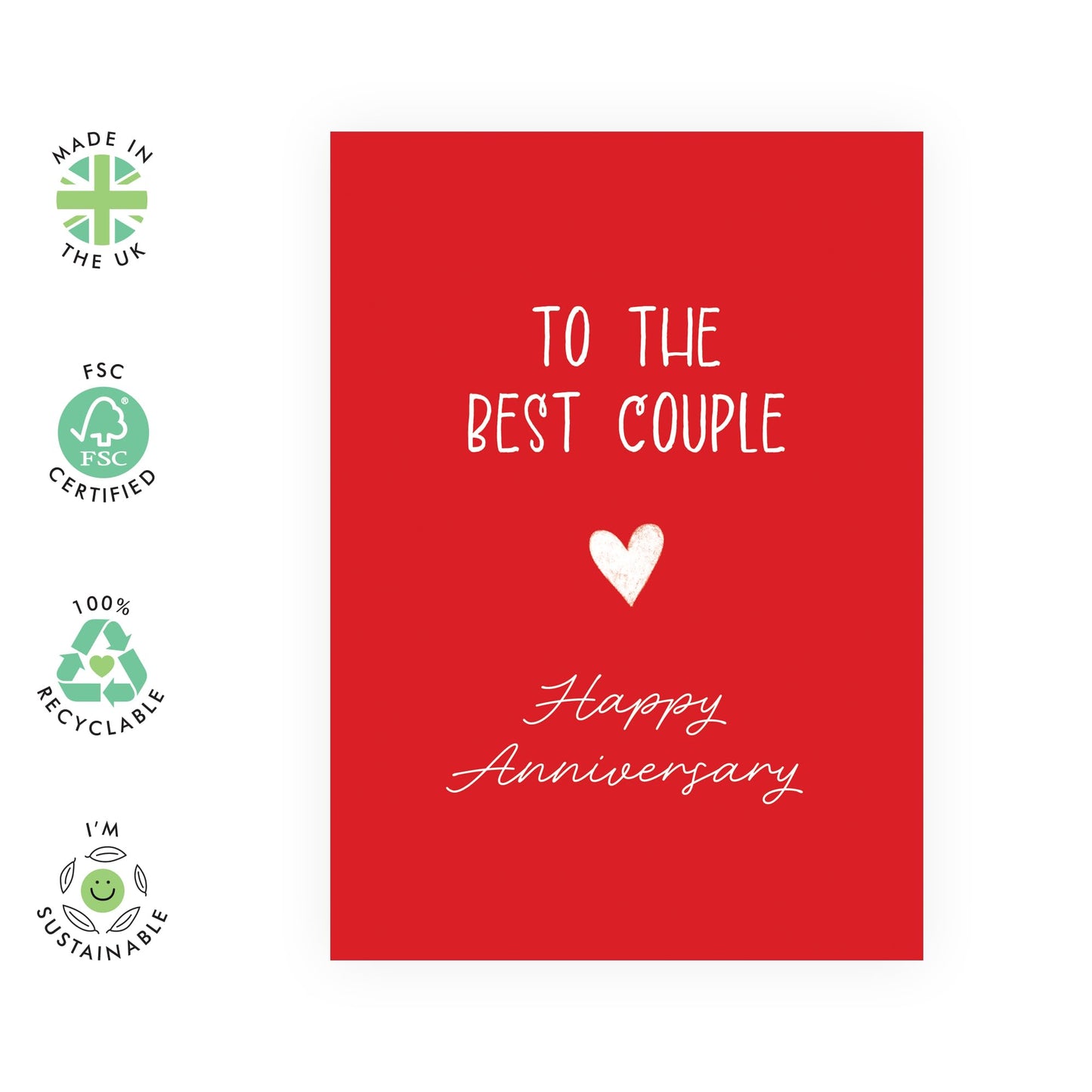 Romantic Anniversary Card for Them - 'To The Couple' - Gifts for Friend, Brother, Sister, Mum, Dad, Parents, Cousin, Coworker, Colleague - Classic Red for Him Her - Comes with Fun Stickers