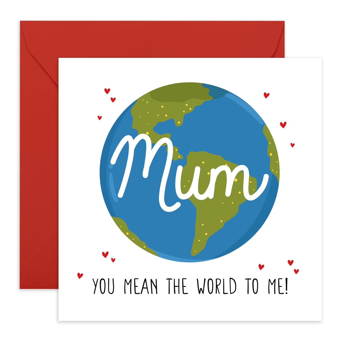 Sweet Mum Birthday Card - 'YOU MEAN THE WORLD' - I Love You Gift for Her, Mama, Ma, Mummy, Women, Ladies from Son Daughter -Thoughtful Mothers Day Surprise - Comes With Stickers