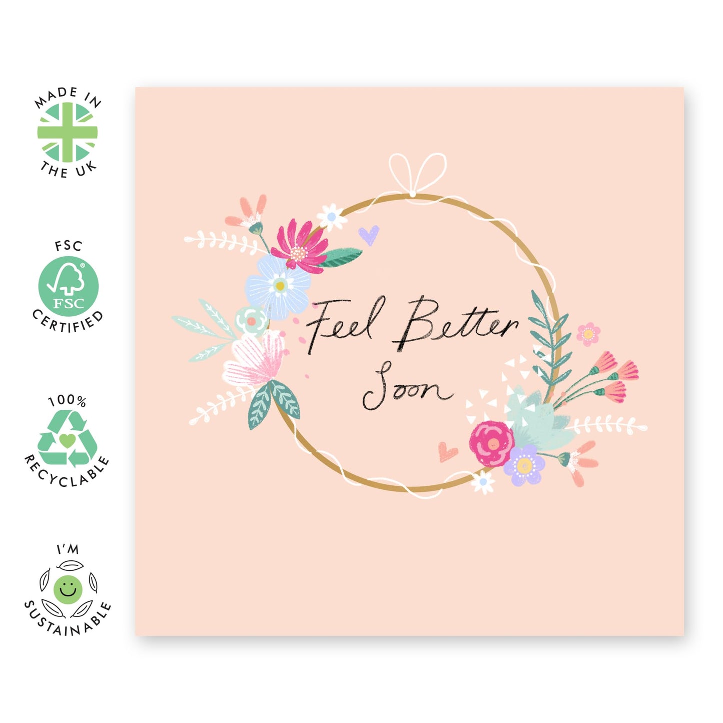 Feel Better Soon Cards And Envelope - Get Well 18 - Speedy Recovery Him Her - Floral Greeting Card - For Girl Friends - Sending Healing Hugs Cards For Men Women - Comes With Stickers - By Central 23