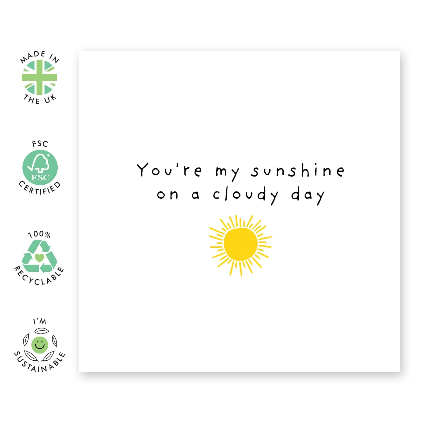 Sweet Greeting Cards Birthday - My Sunshine On A Cloudy Day - Happy Anniversary Card For Husband Wife - I Love You Gifts For Him Her - Daughter Birthday Card - Comes With Stickers By Central 23