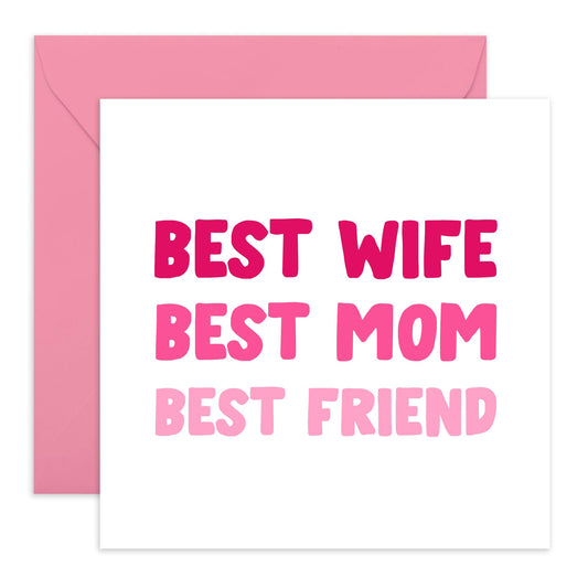 Wife Birthday Card - Best Wife Mum Friend - Thank You Card For Women - Mothers Day Card - Wedding Anniversary Card For Wife From Husband - Comes With Stickers - By Central 23