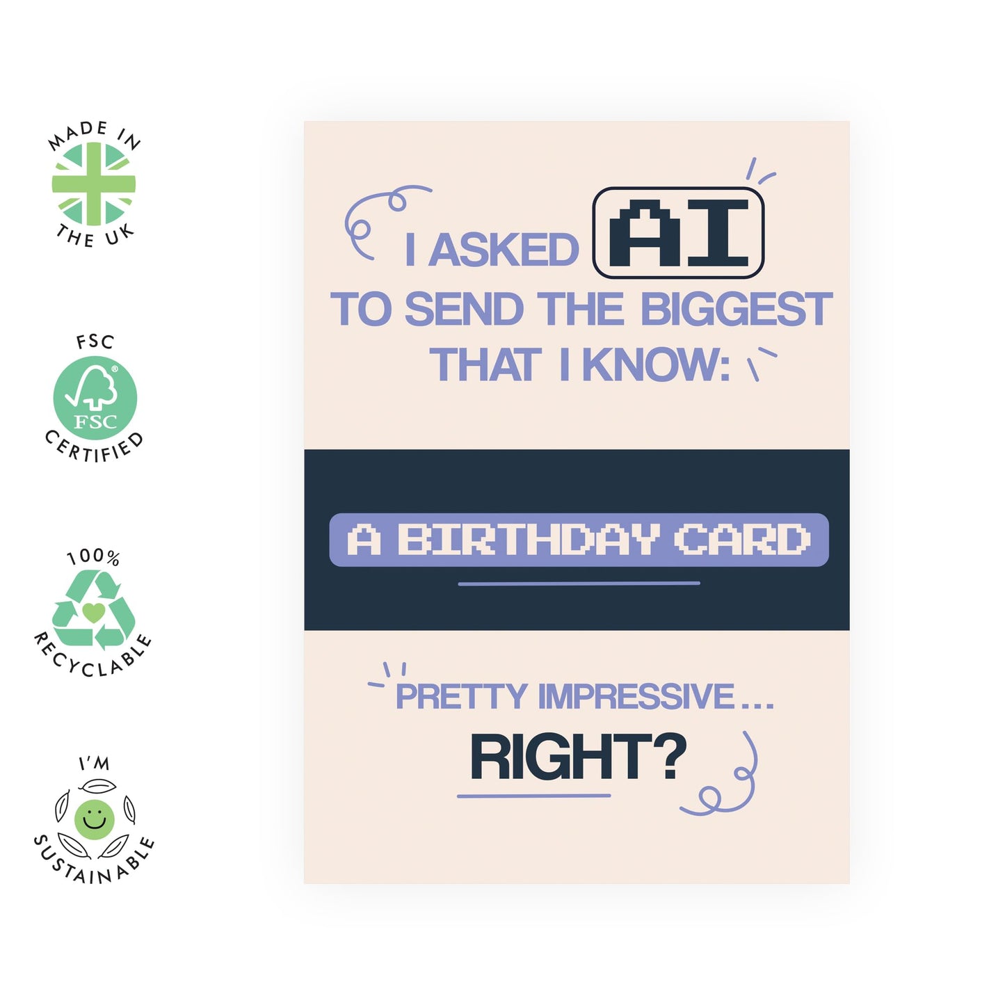 Modern Birthday Card - 'AI Birthday Card' - Gifts for Friends, Besties, BFF,Girlfriends, Sister, Sis, Co-workers, Colleagues, Bruv, Mates, Family, Bro - Technology - Comes with Fun Stickers