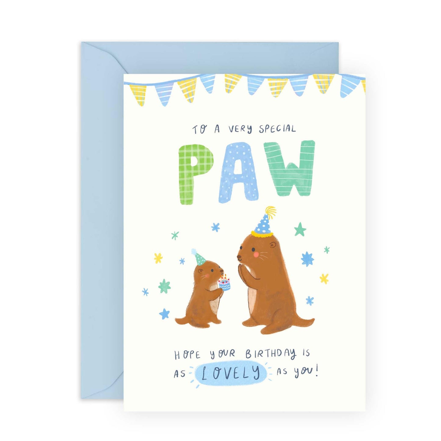 Happy Birthday Card For Grandad - To A Very Special Paw - Otter Birthday Cards For Him - Bday Greeting Cards For Grandpa Grandfather Granddad - Comes With Stickers - By Central 23