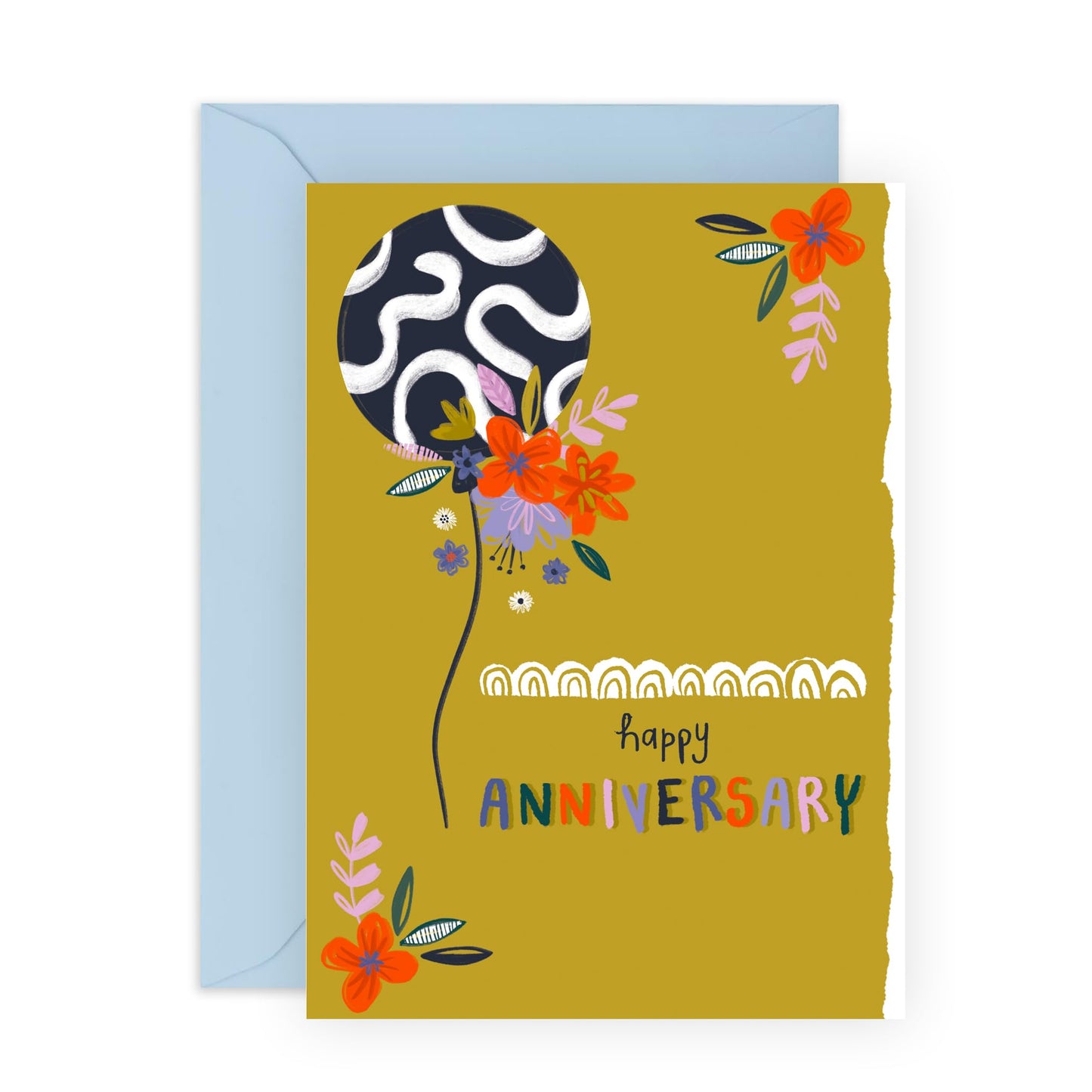 Anniversary Card For Husband Wife - Anniversary Floral Balloon - Wedding Anniversary Card For Mum Dad - Gift For Daddy Mummy - Comes With Stickers - By Central 23
