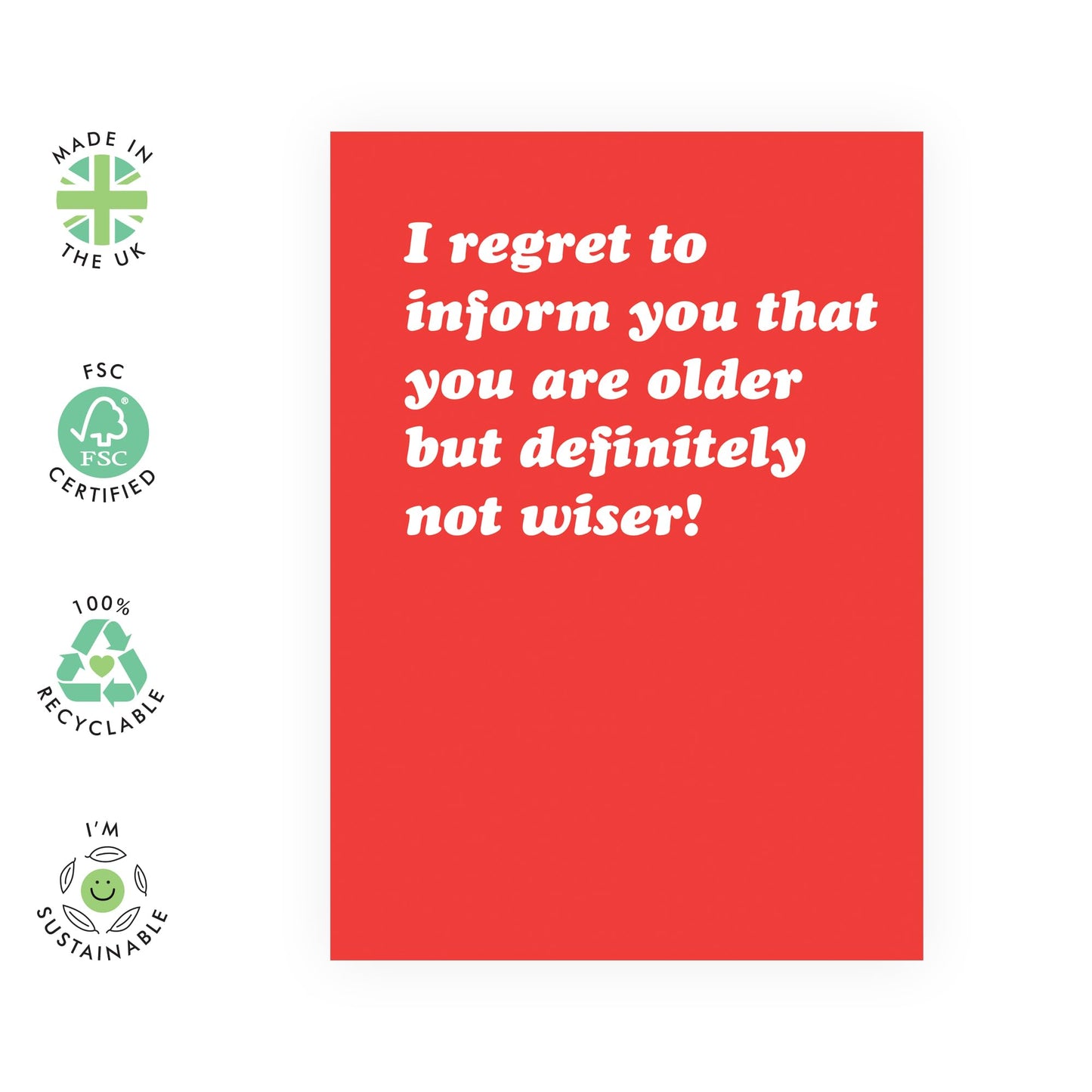 Funny Birthday Cards For Men Women - I Regret To Inform You That You Are Older - Greeting Cards For Aunt Friends Nan Grandma Grandad Mum Dad - Gifts For Him Her - Comes With Fun Stickers By Central 23
