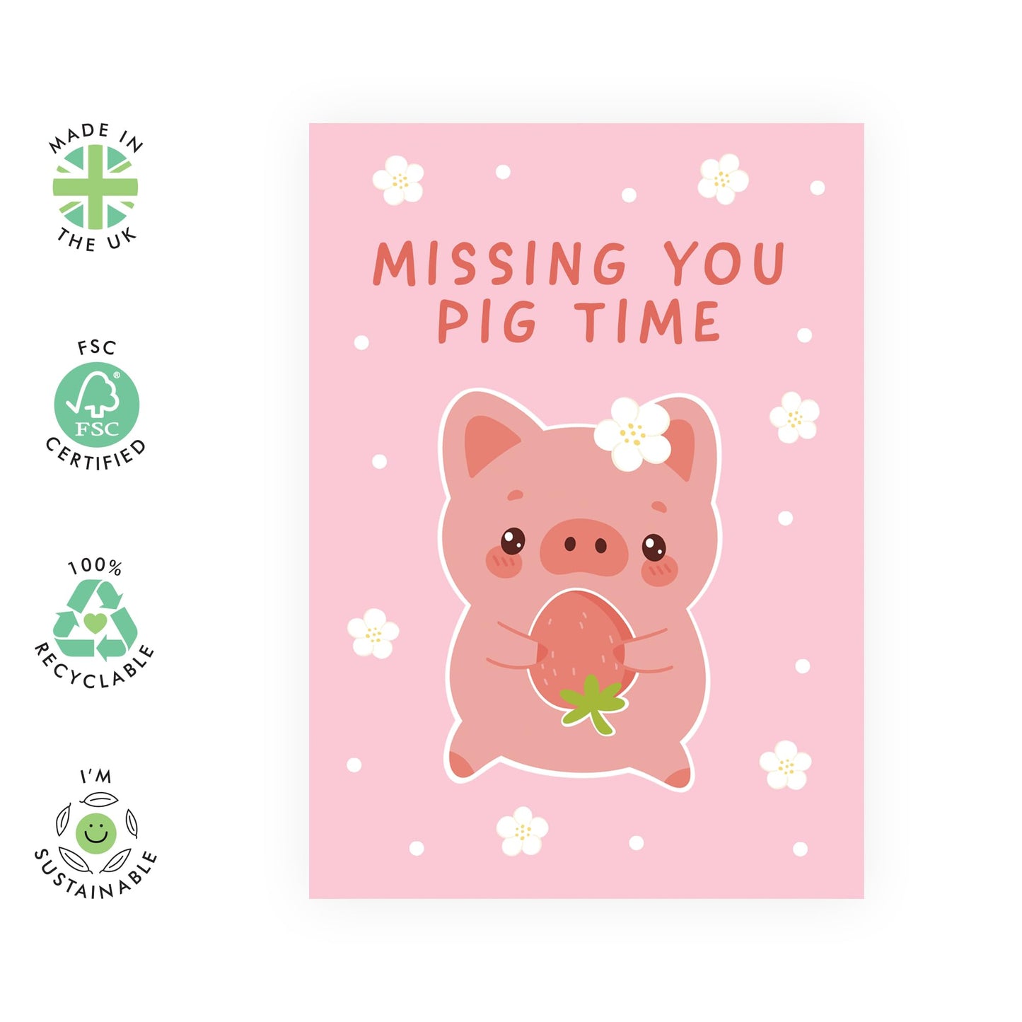 Valentines Card For Girlfriend - Missing You Pig Time - Anniversary Card For Wife - Wedding Anniversary Card - Birthday Card - Gift For Women - Comes With Stickers - By Central 23