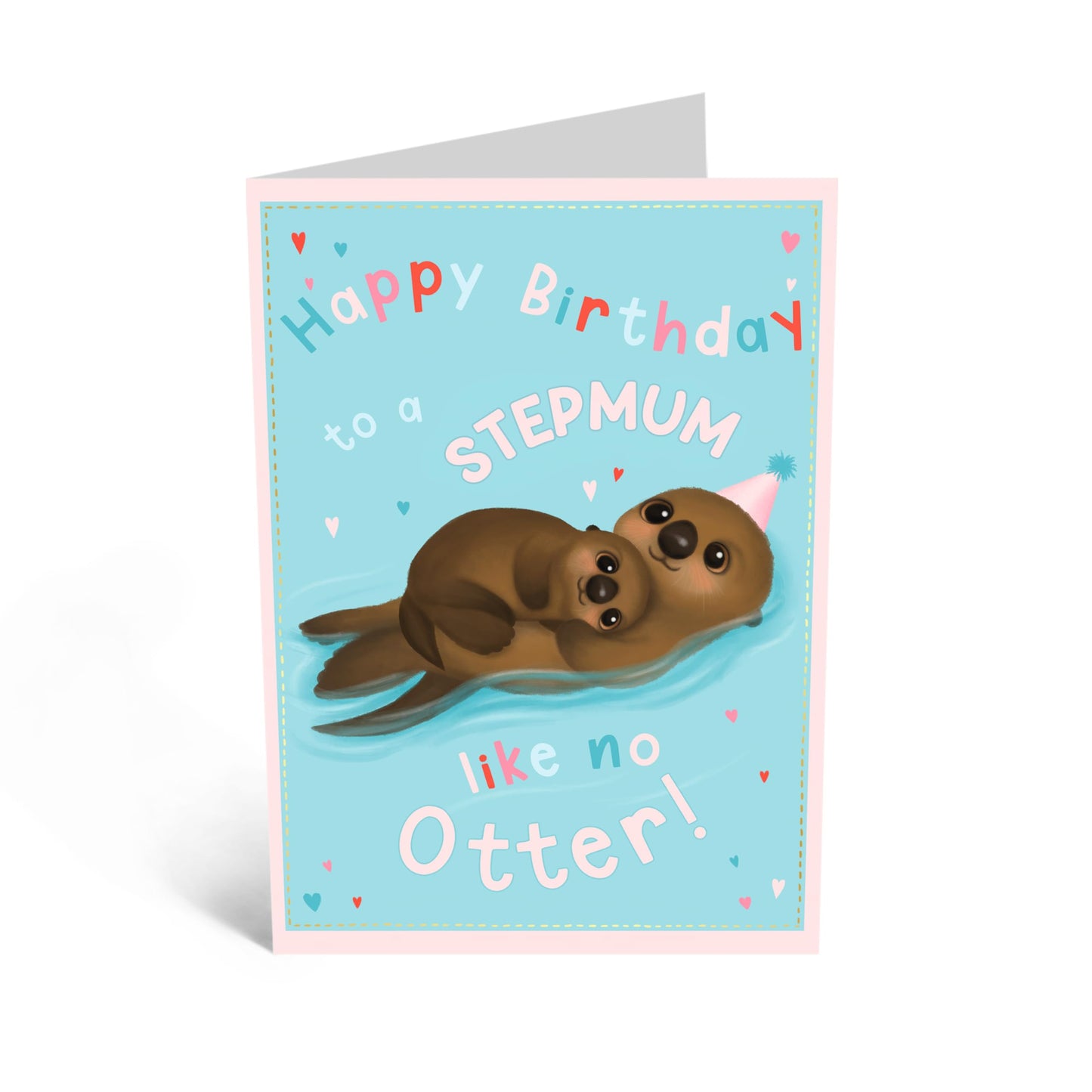 Creative & Cute Birthday Card- 'Stepmum Like No Otter' - Gifts for Mum, Mother, Mammy, Mam, Wife, From Kids & Husband - Adorable Animals - Comes with Fun Stickers