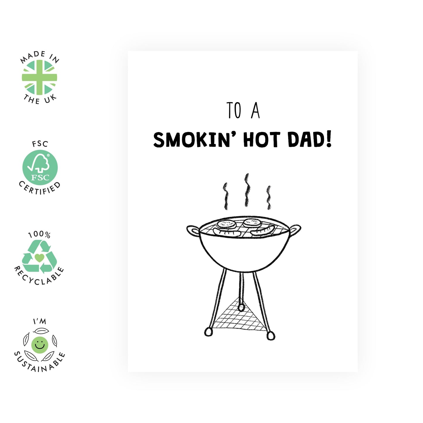 Funny Birthday Cards For Dad - Bbq Smokin Hot Dad - Humorous Greeting Cards For Men - Father’s Day Card - Husband Birthday Cards - Comes With Stickers - By Central 23