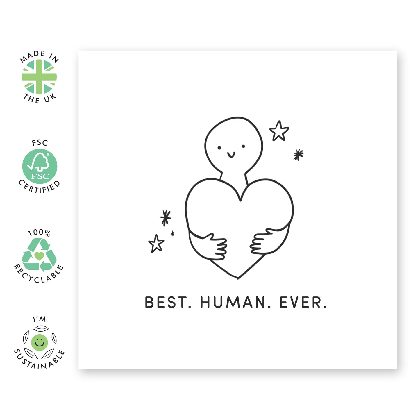 Birthday Card For Him Her - Best. Human. Ever. - Mothers Day Card For Mum - Fathers Day Card Dad - Gifts For Her Him - Comes With Stickers By Central 23