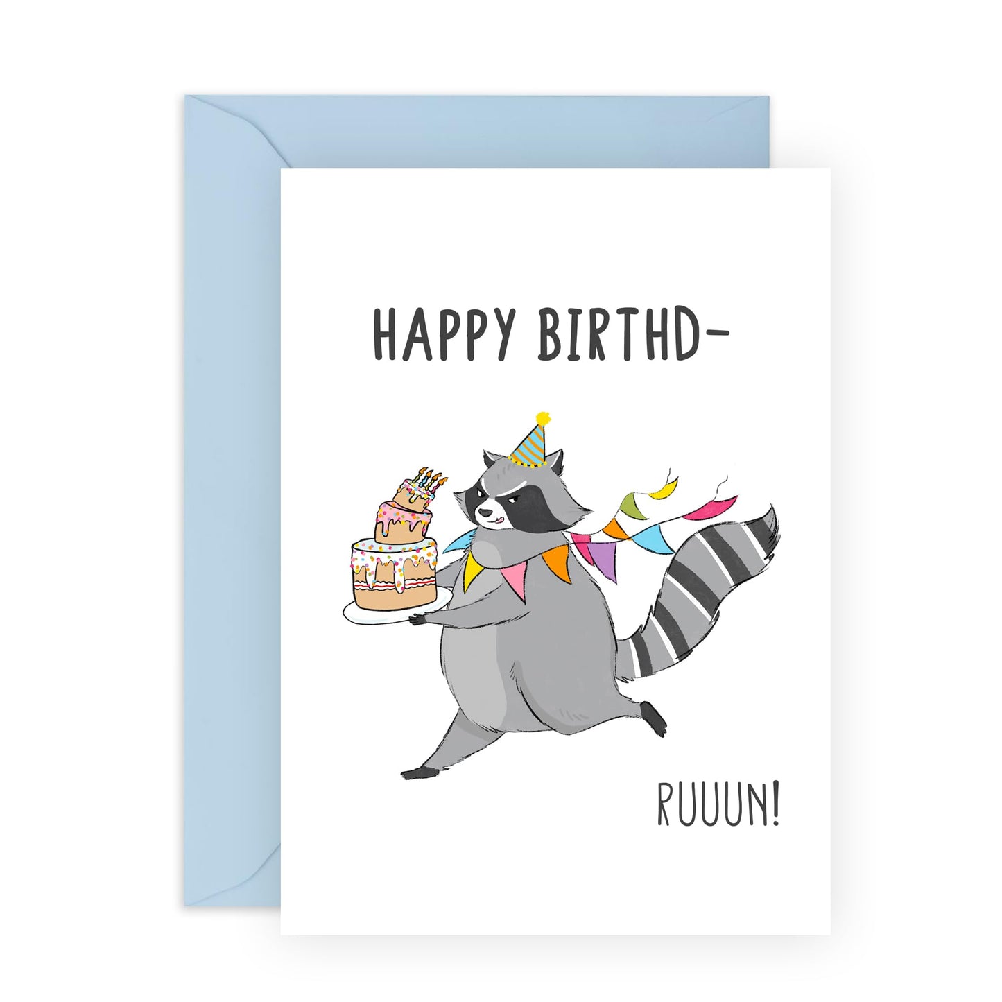 Happy Birthday Cards For Him Her - Happy Birthday Raccoon Run - Animal Greeting Card For Kids - Birthday Card For Men Women - Gifts For Brother Sister - Comes With Fun Stickers - By Central 23