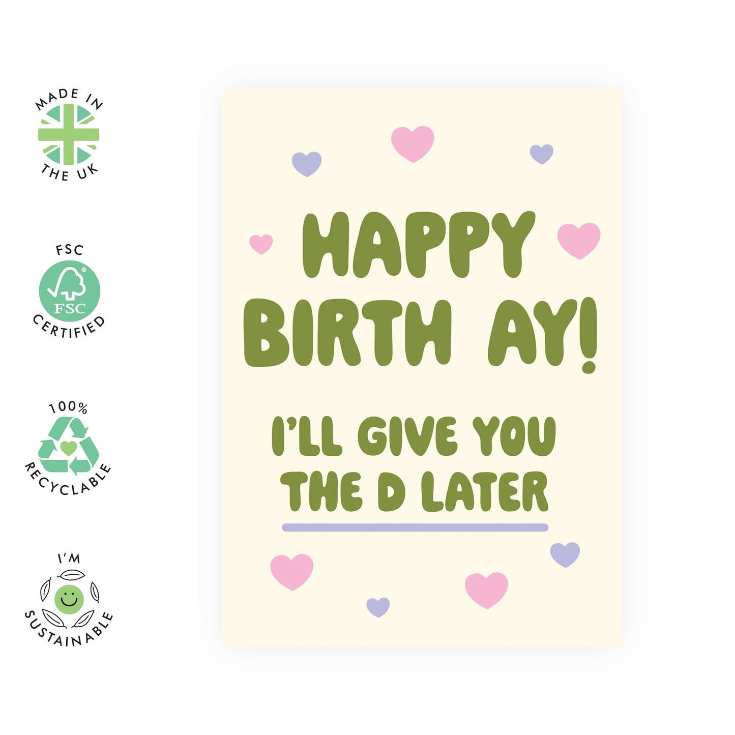 Hilarious Birthday Card - 'Happy Birth*ay' - Presents for Wife, Girlfriend, Babe, Partner, Other Half, Couples - I Will Give The D Later - Comes with Fun Stickers