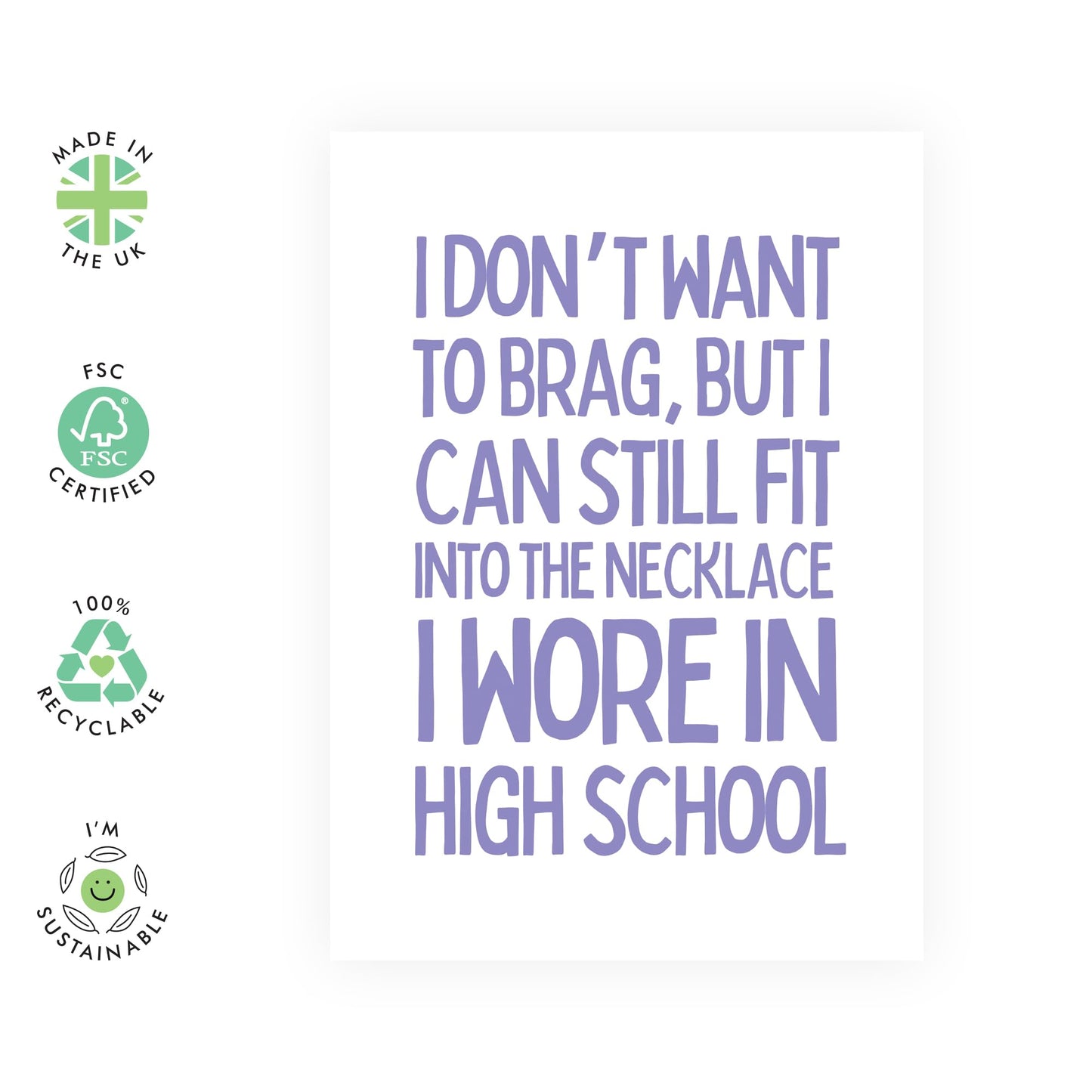Friend Birthday Cards For Women - Necklace I Wore In High School - Funny Greeting Cards For Sister Mum Friends - Gifts For Her - Comes With Stickers And Envelope - By Central 23