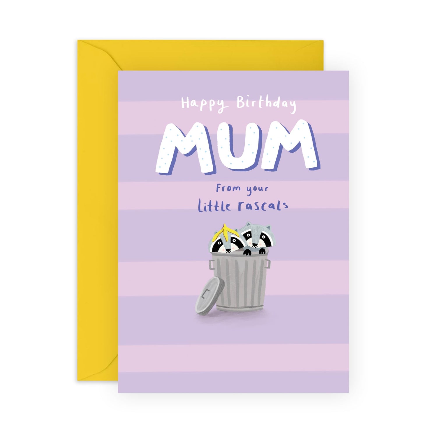 Mother Birthday Card - 'HBD Mum Raccoons' - Gift for Mother, Mum, Mama from Kids, Children, Son, Daughter - We Love You - Comes with Fun Stickers