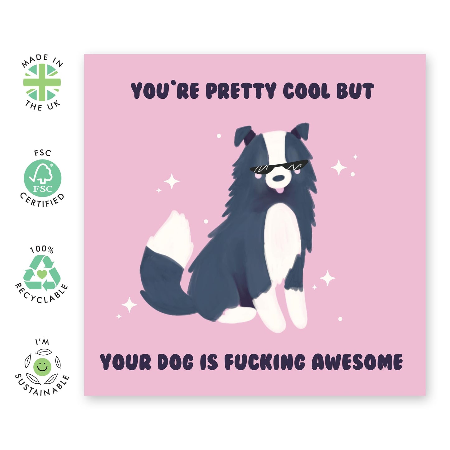 Happy Birthday Card For Women - Your Dog Is F*cking Awesome - Rude Greeting Cards For Her - Humorous Gifts For Dog Mum - Friends Birthday Card - Comes With Stickers - By Central 23